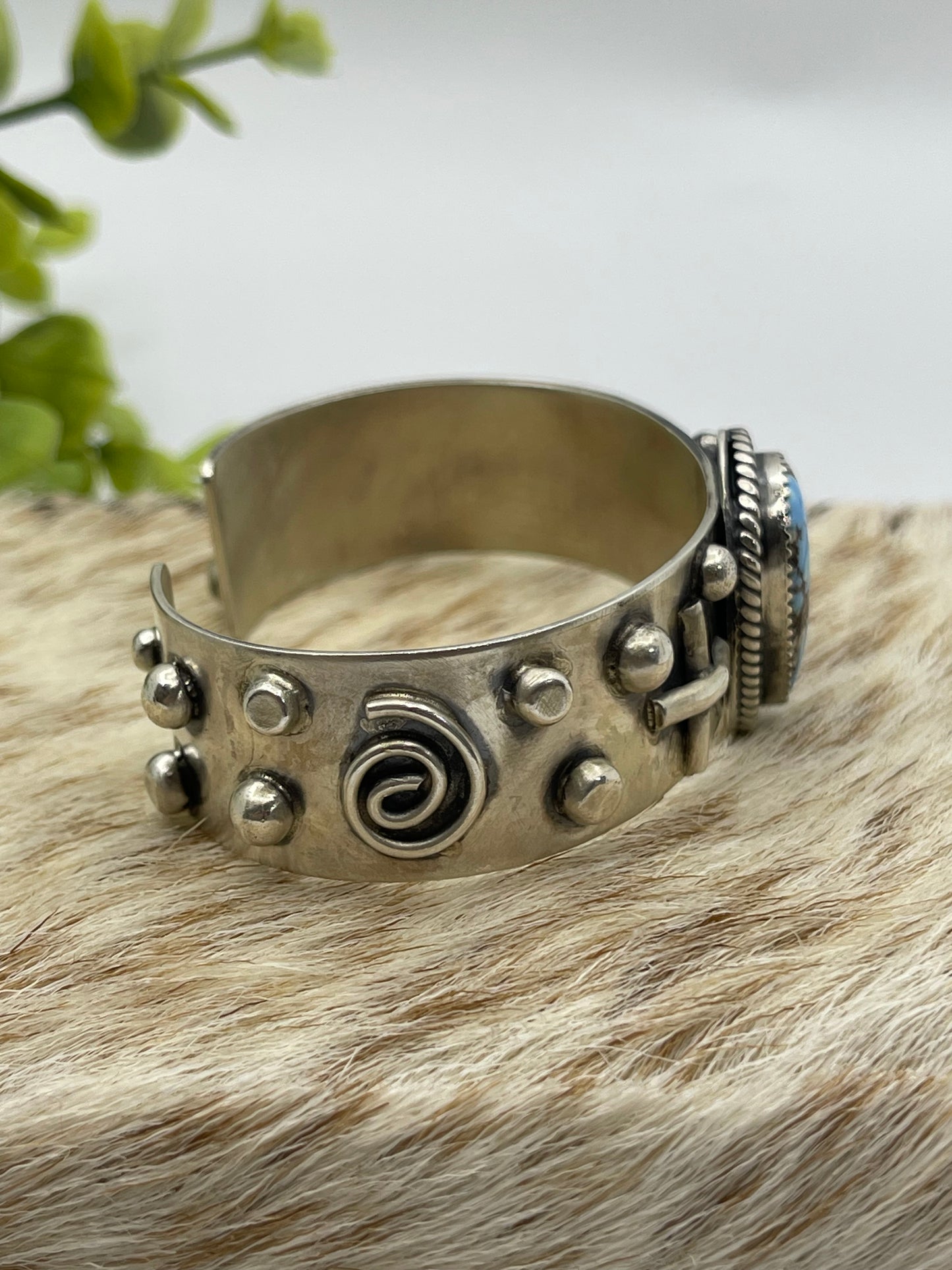 6.25" - 7.5Golden Hills Turquoise Cuff by Delbert Secatero, Navajo