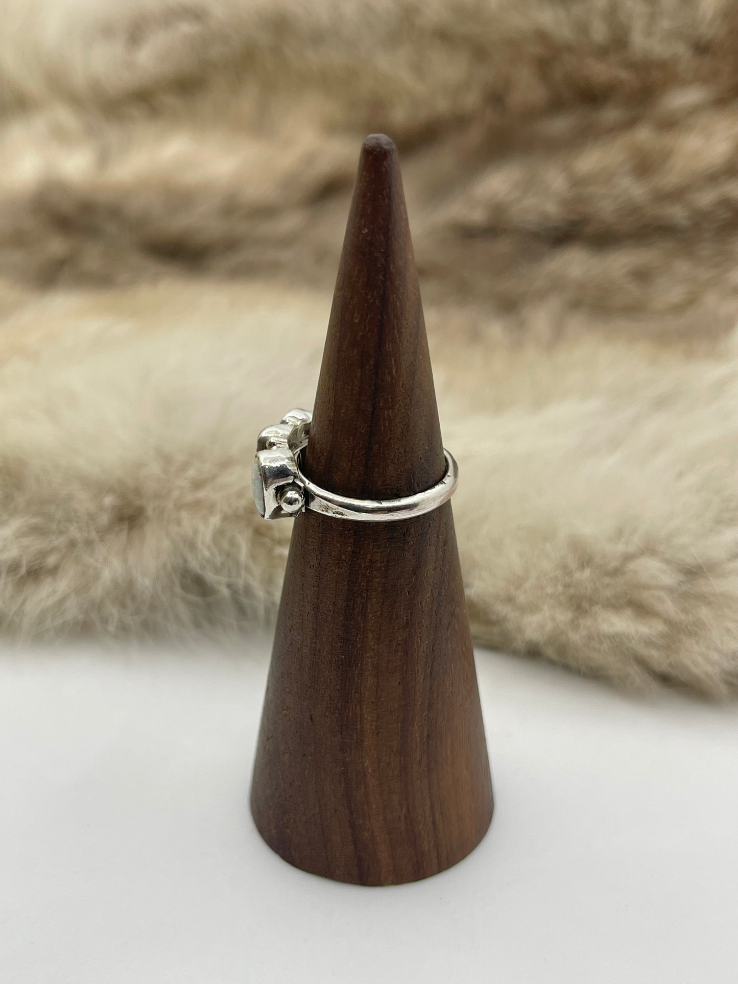 5.5 3 Stone Opal Ring by Harris Largo, Navajo
