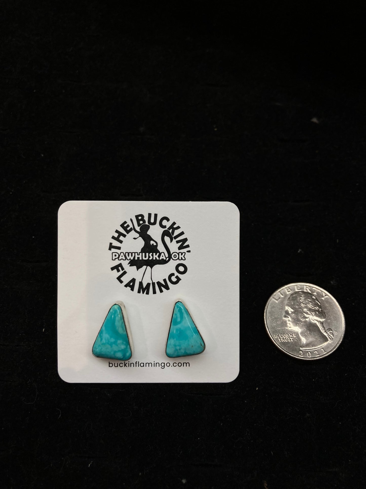 Kingman Turquoise Triangle Post Earrings by Sheryl Kee, Navajo