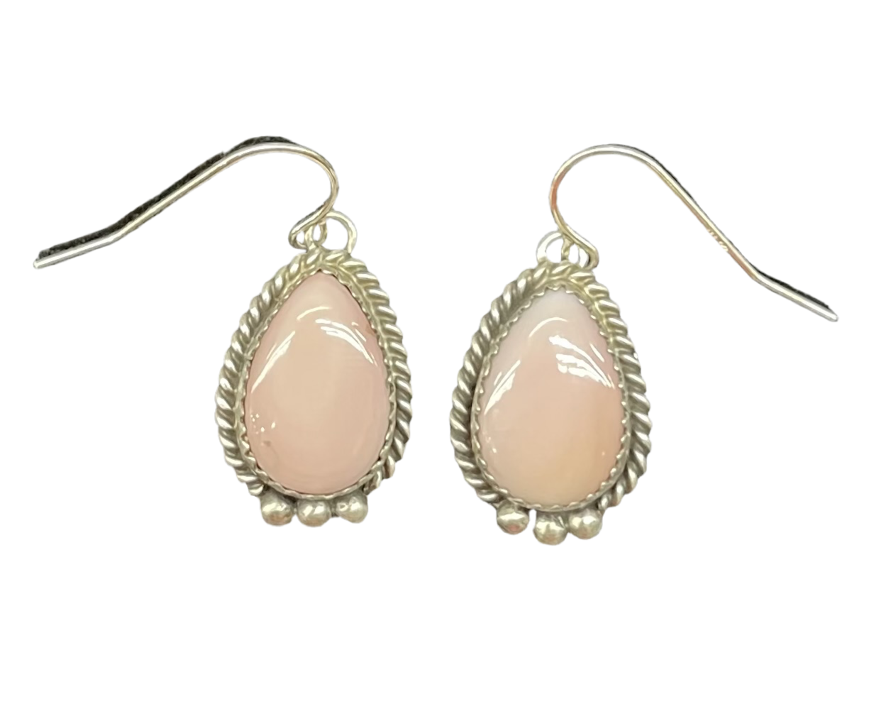 Pink Conch Shell Dangle Earrings by Freda Martinez, Navajo