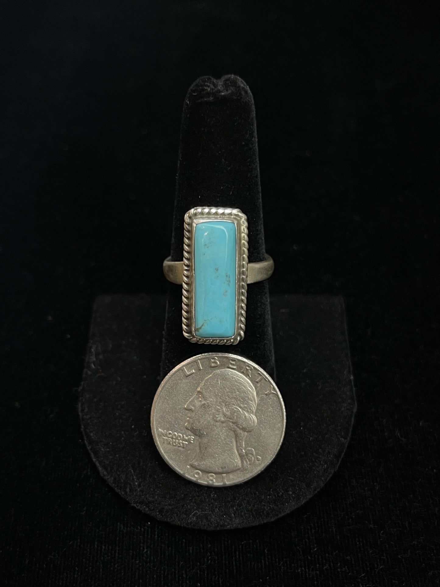 Adjustable Blue Turquoise Bar Ring