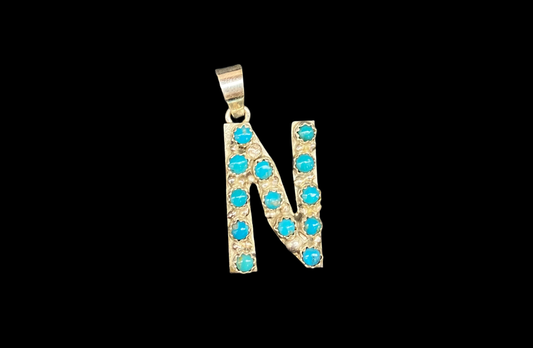 "N" Turquoise Pendant by Scott Skeets, Navajo