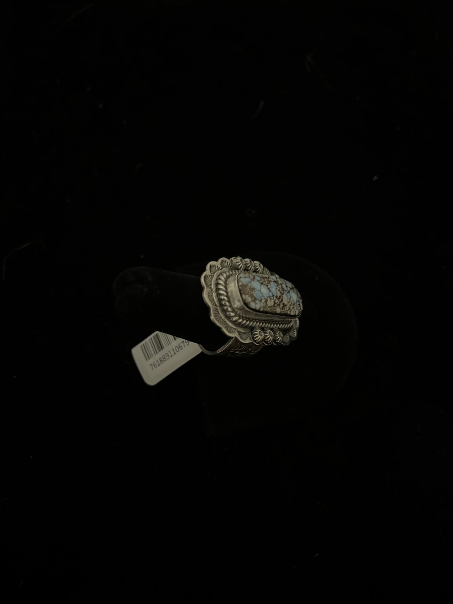 8.0 Golden Hills Turquoise Rectangle Ring by J. Piaso, Navajo