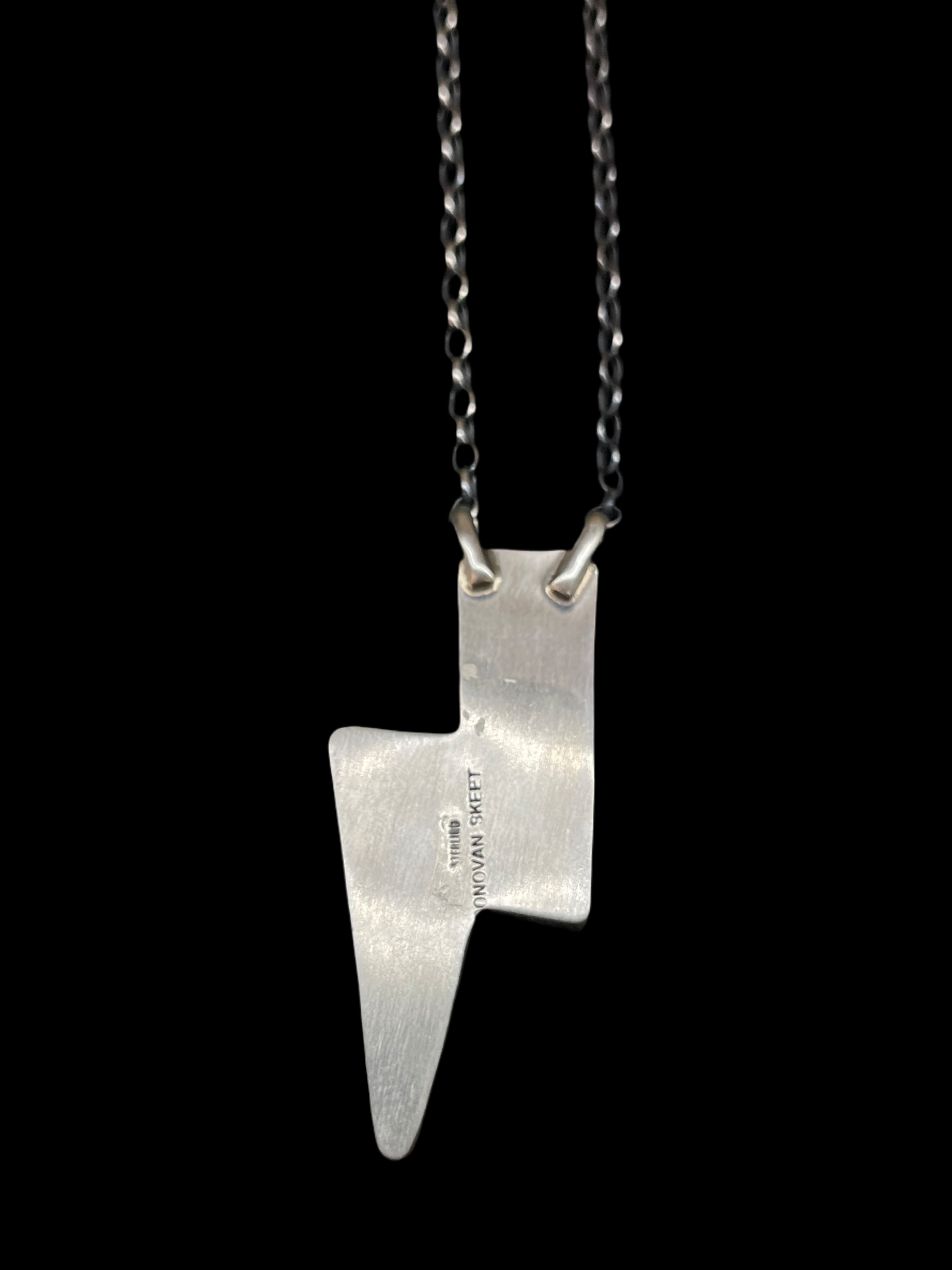 16" Pink Conch Shell Lightning Bolt Necklace by Donovan Skeets, Navajo