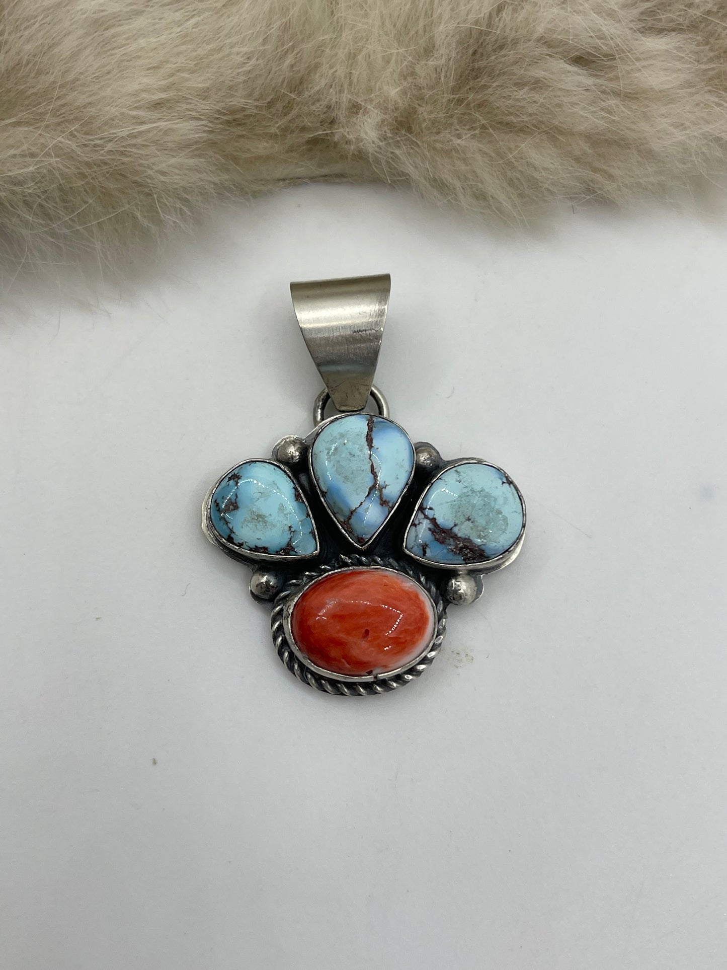 10.6mm Bail Golden Hills Turquoise & Spiny Oyster by Boyd J. Ashley, Navajo