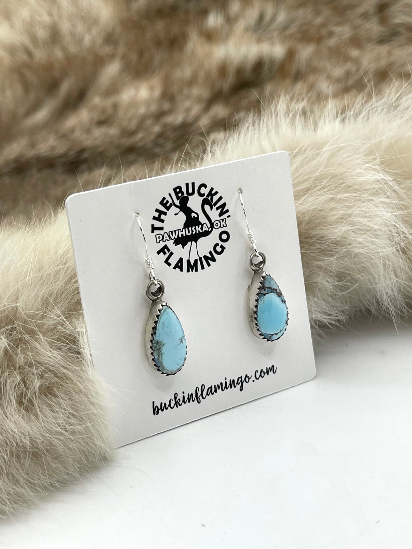 Golden Hills Turquoise Small Dangle Earrings by Theresa Smith, Navajo