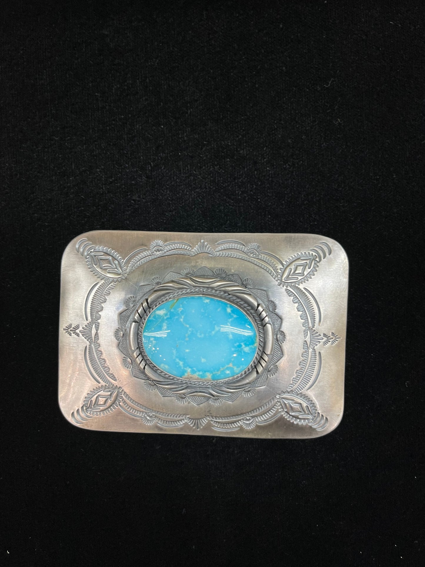 Cripple Creek Turquoise Belt Buckle by John Nelson, Navajo