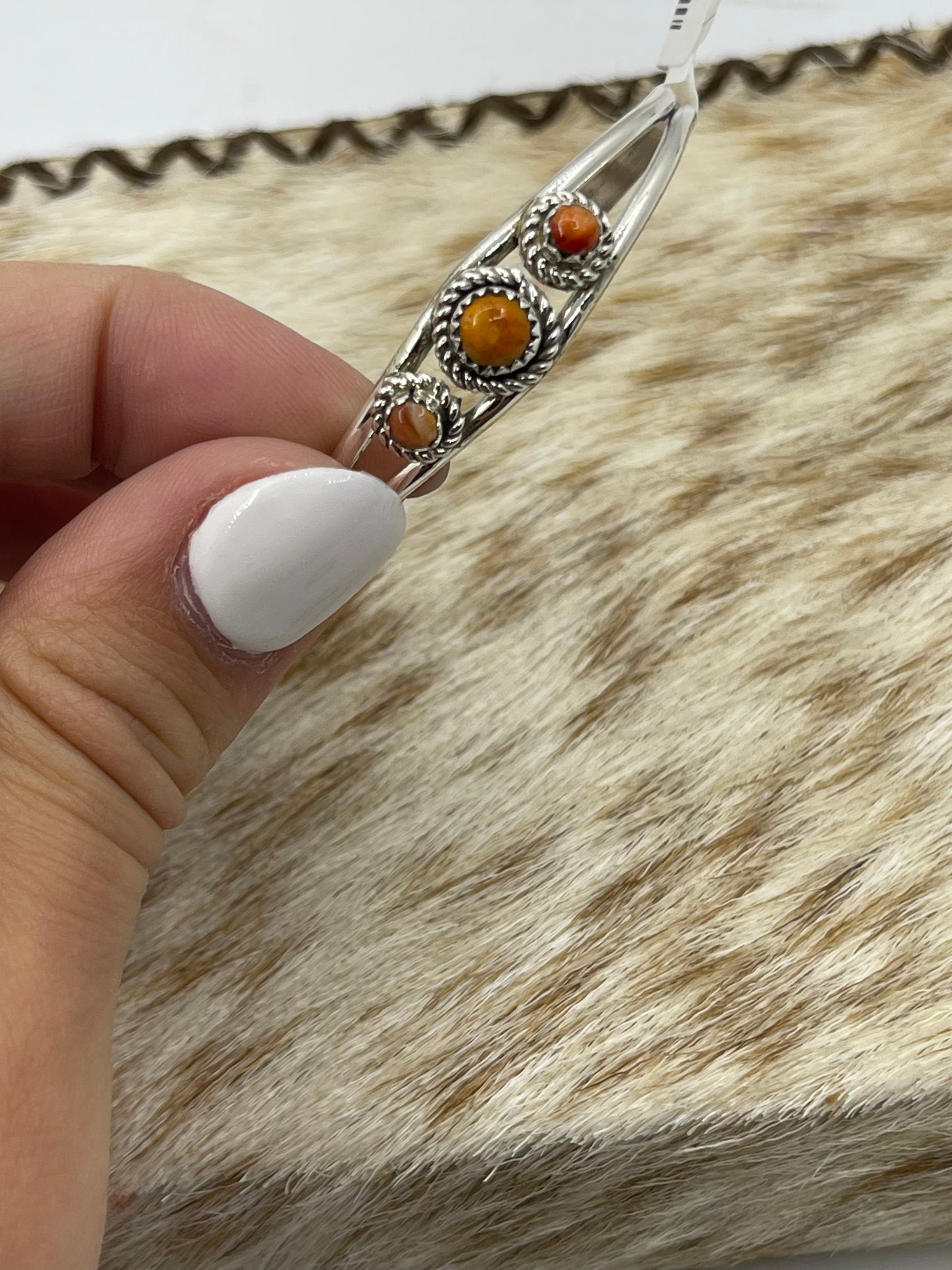 Orange Spiny Oyster Baby Bracelet by Judy Lincoln, Navajo