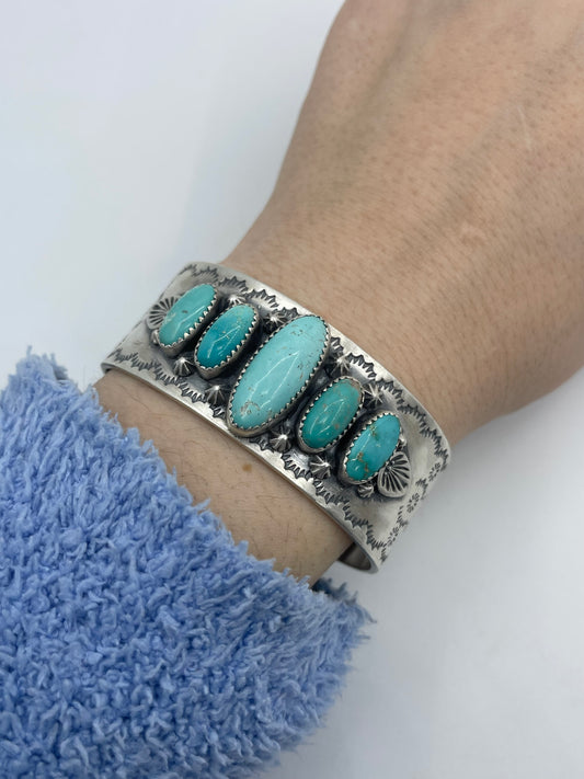7" 5 Stone Kingman Turquoise Cuff