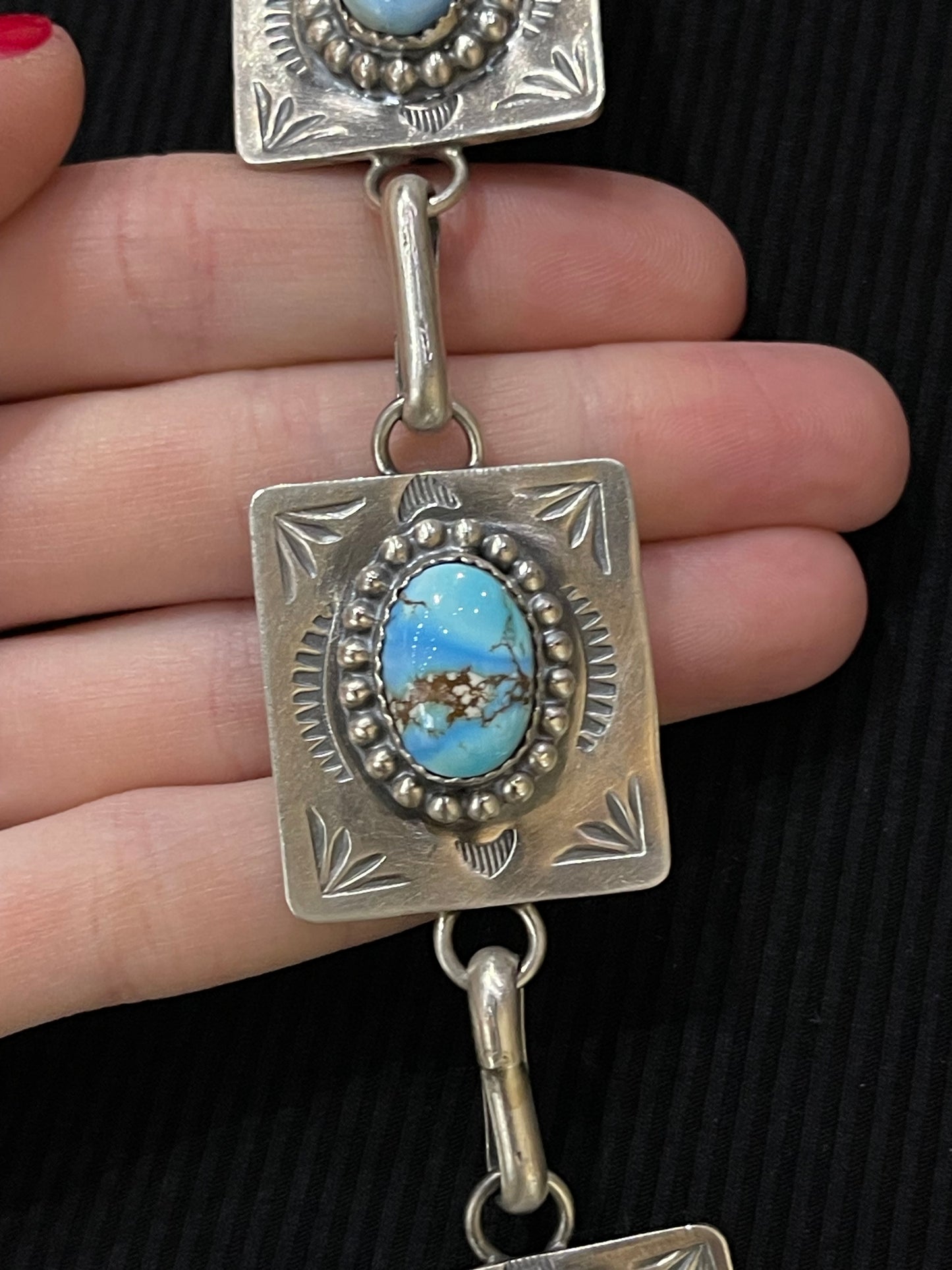 26" Golden Hills Turquoise Lariat Necklace by Delbert Secatero, Navajo