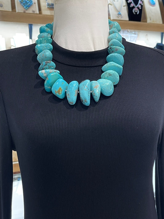 22" Natural Kingman Chunky Stone Necklace