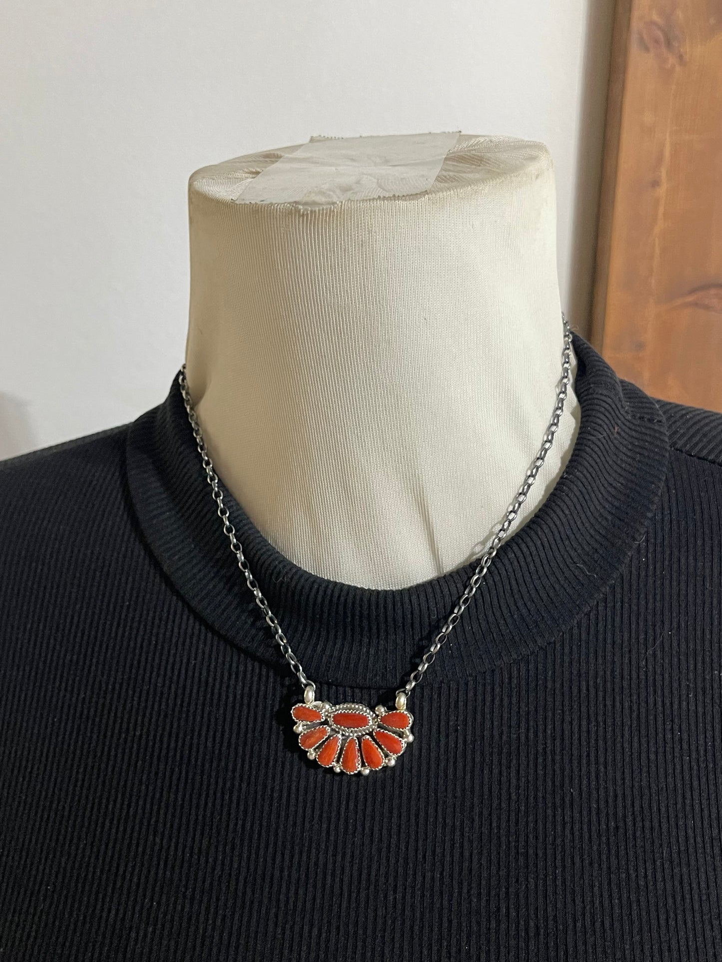 16'' Red Coral Half Cluster By Alicia Wilson, Navajo
