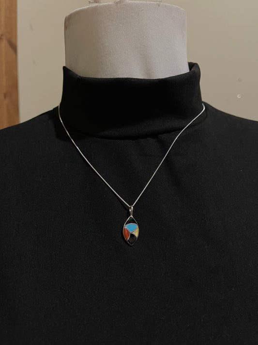 18" Fish Scale Inlay Necklace by Delorna Lahi, Zuni