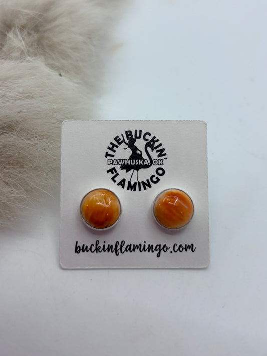 10mm Orange Spiny Oyster Post Earrings