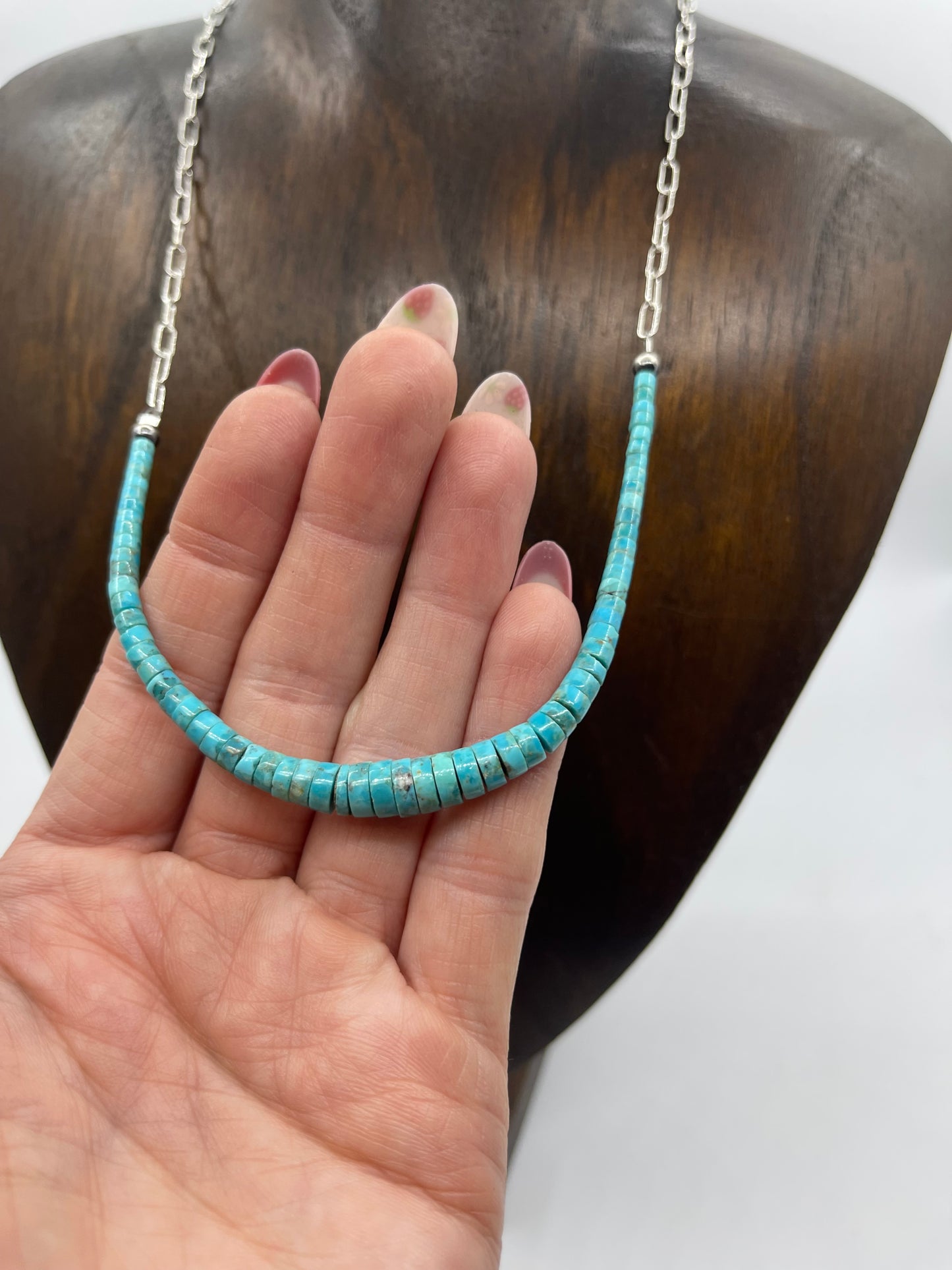 18" Graduated Turquoise Heishi Bead Necklace