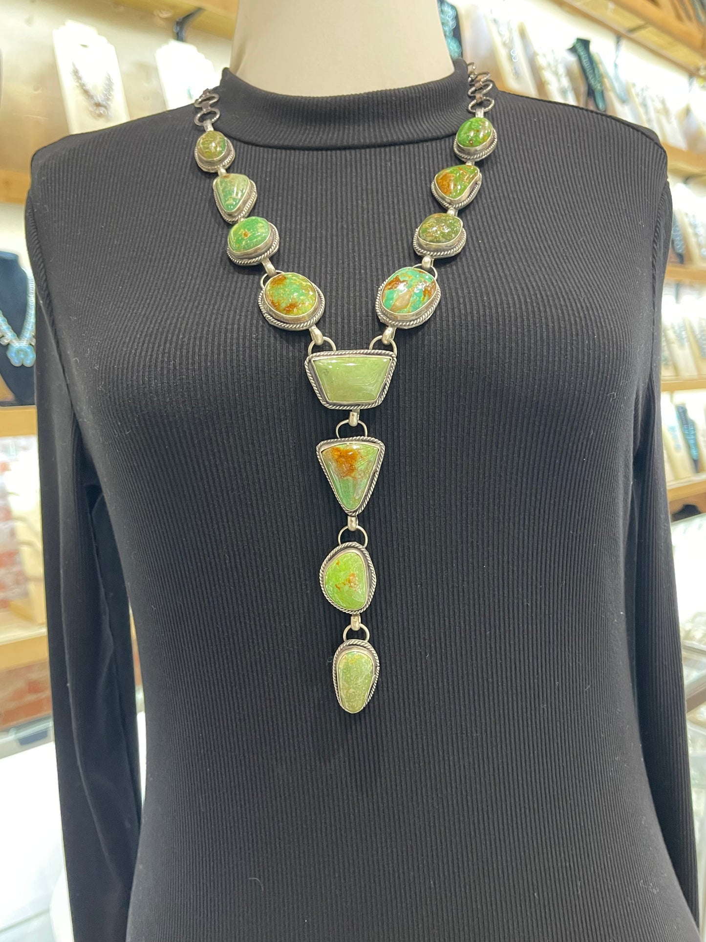 26" Green Kingman Turquoise Lariat