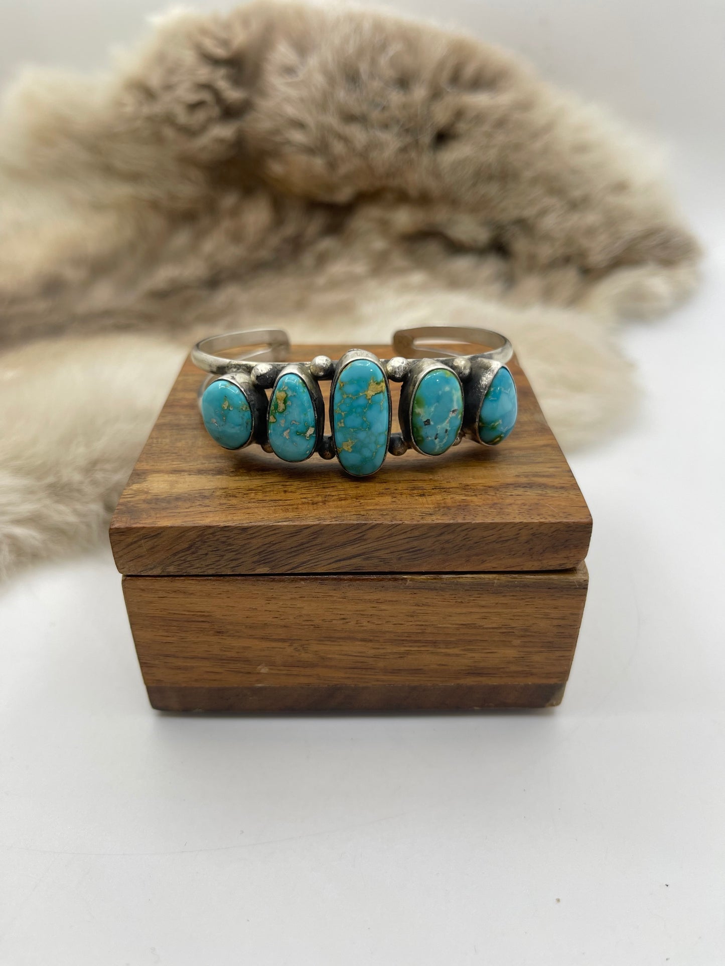 5.5”-7.25” 5 Stone Sonoran Gold Turquoise Cuff by Augustine Largo, Navajo