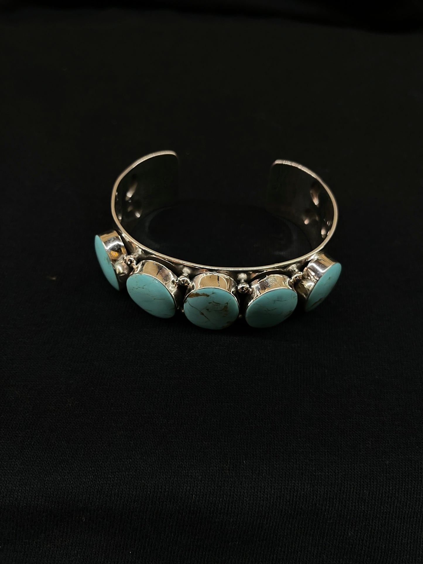 7" 5 Stone Kingman Turquoise Cuff by Jeremy Delgarito, Navajo