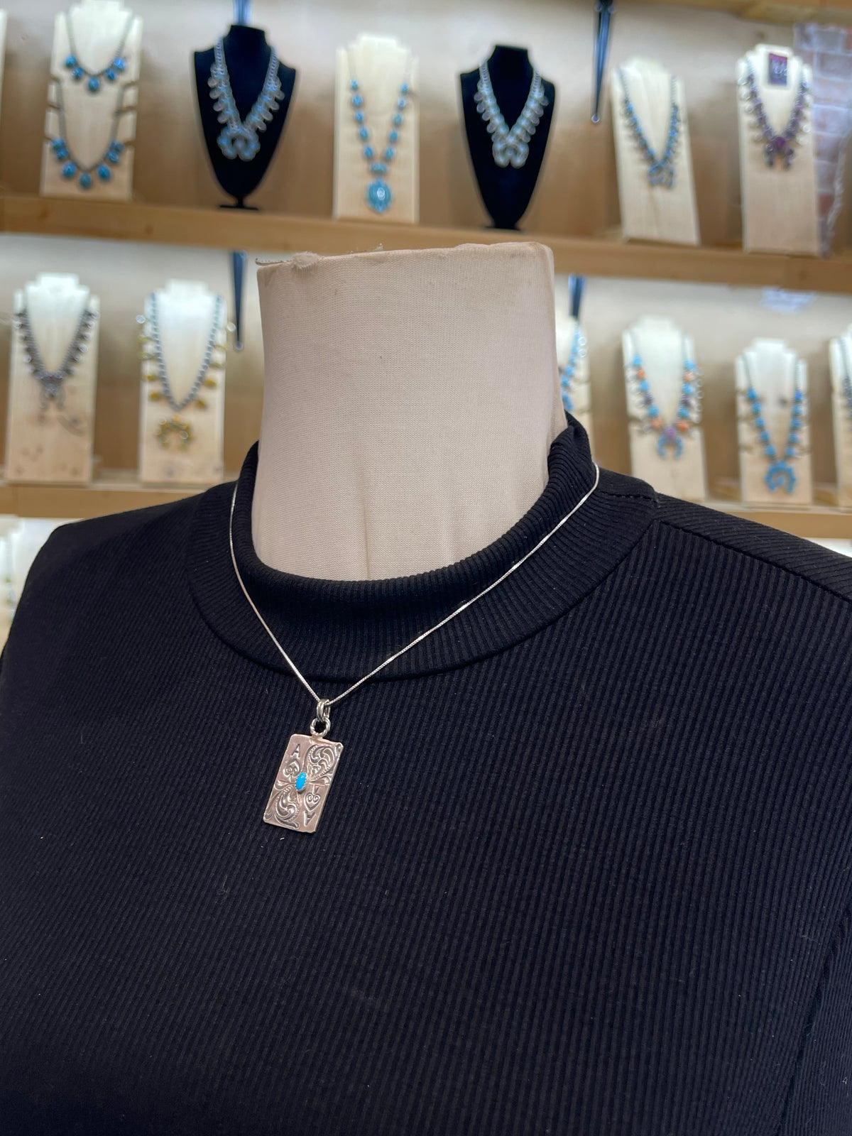 18" Ace of Spades Playing Card Necklace by Mike Smith, Navajo