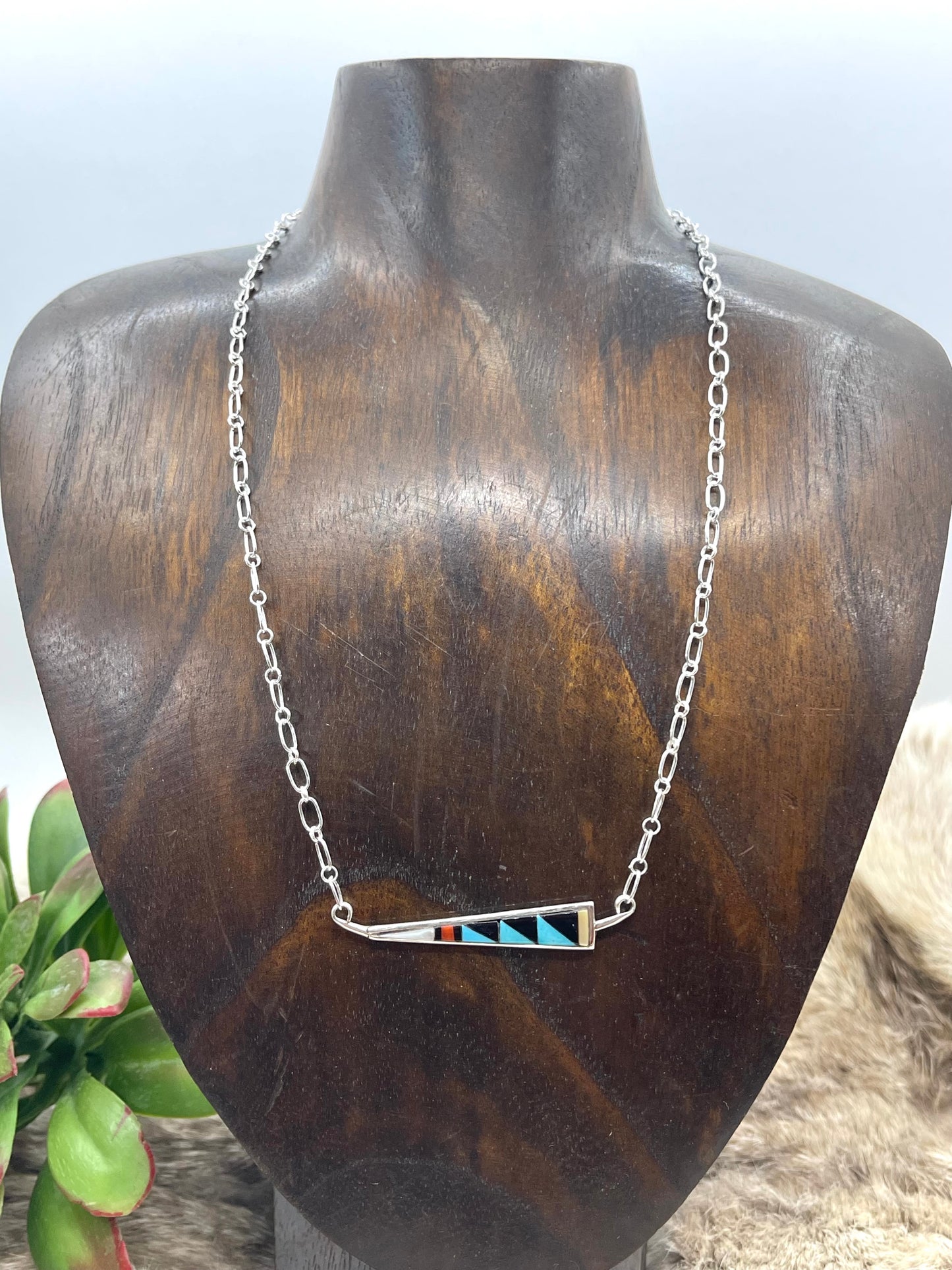 18" Inlay Necklace by Tammy Qualoo, Zuni