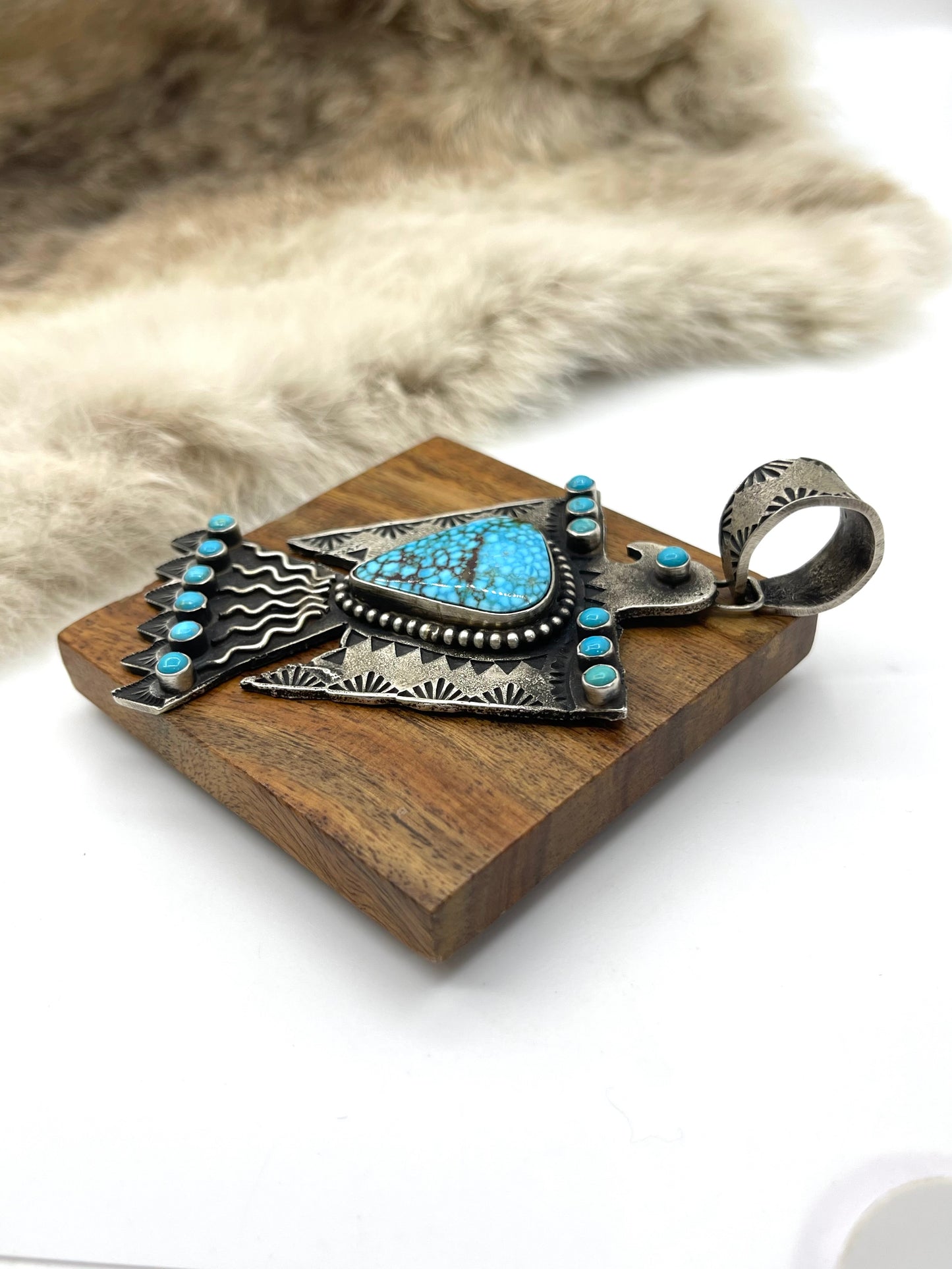 Kingman Web Tufa Cast Thunderbird Pendant w/ 16mm Bail by Shawn Cayatineto, Navajo