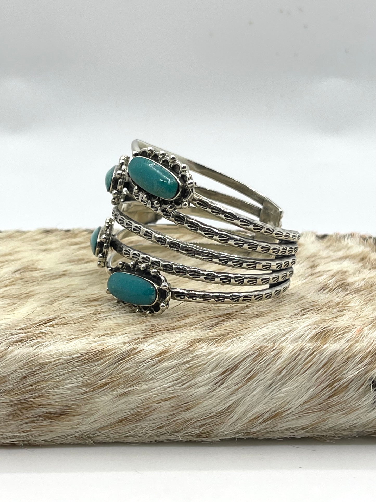 6.5”-7” 5 Stone Turquoise 5 Band Cuff by Patrick A. Smith, Navajo