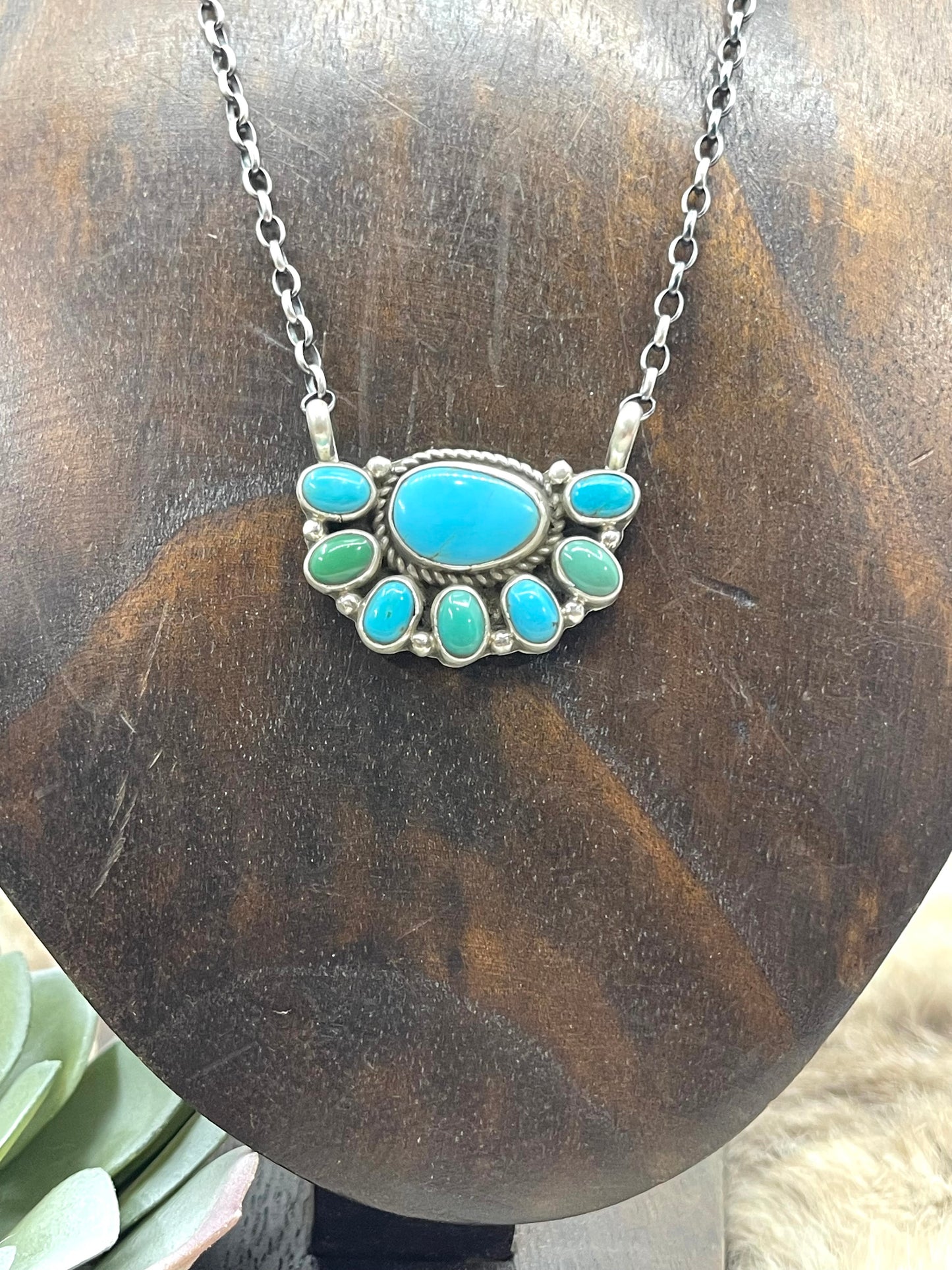 LOT 4 B 1/4 16" Half Cluster Turquoise Necklace