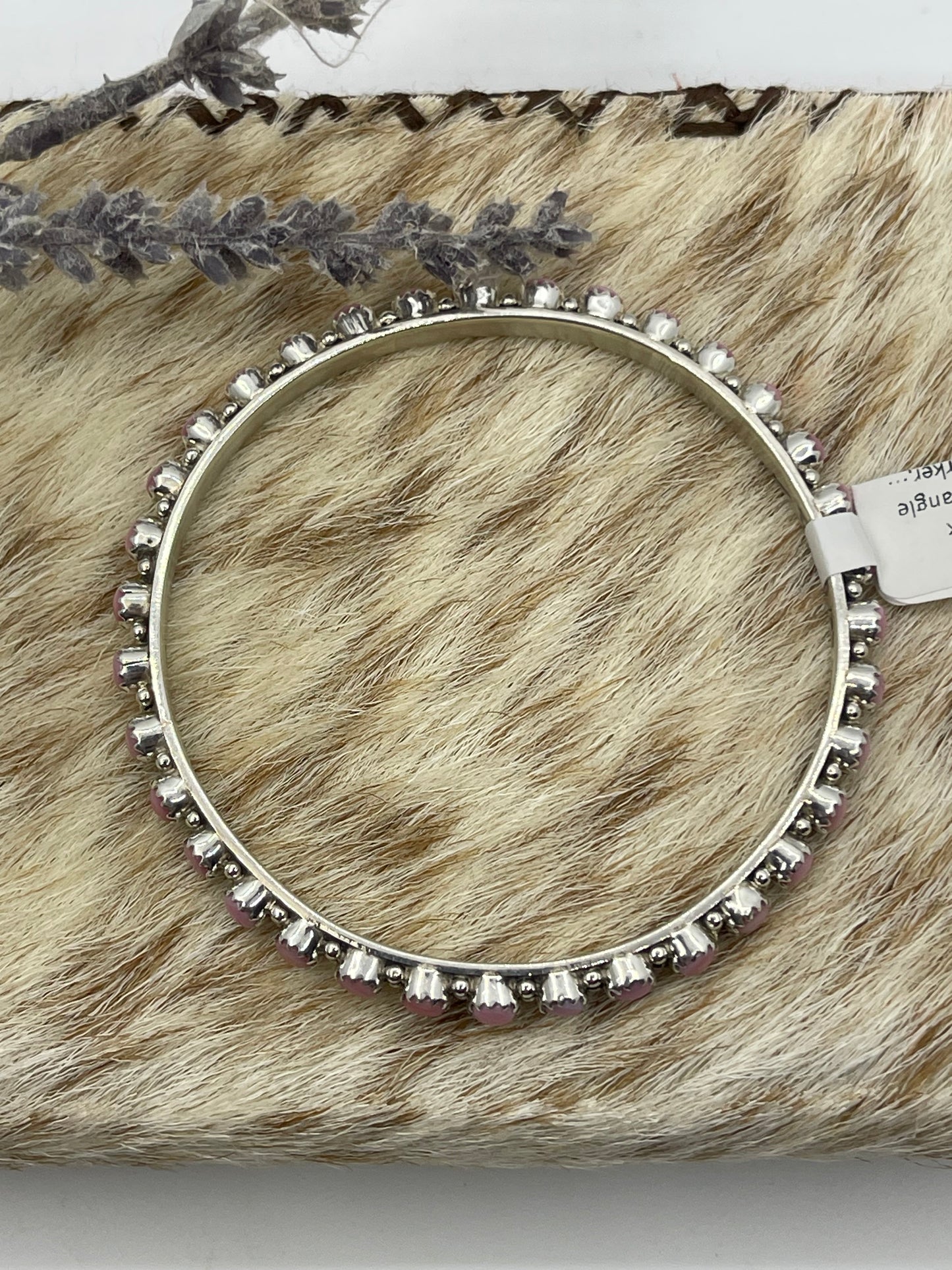 7 3/4" Pink Conch Shell Bangle by Gaynell Parker, Navajo