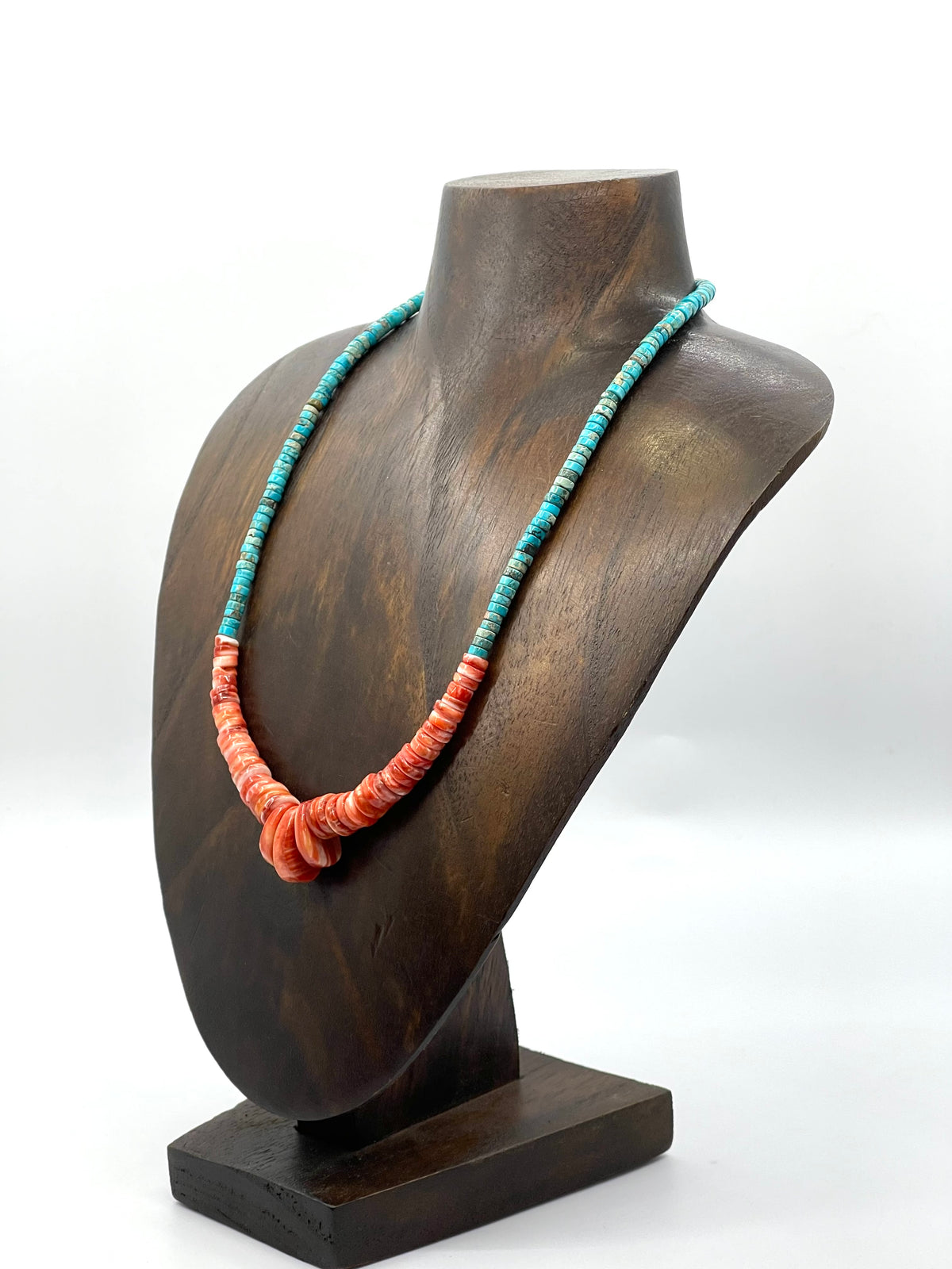 18" Turquoise & Spiny Oyster Shell Necklace