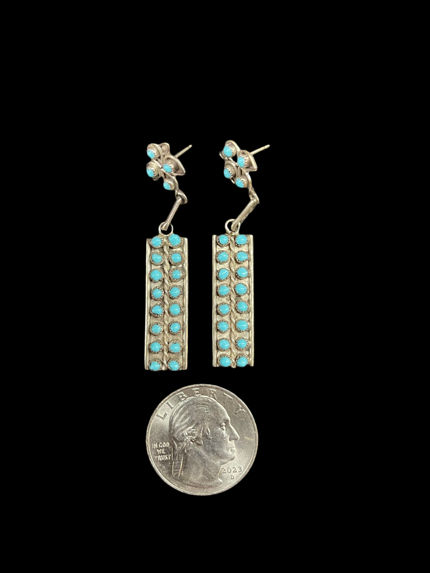 Multiple Turquoise Stone Post Dangle Earrings