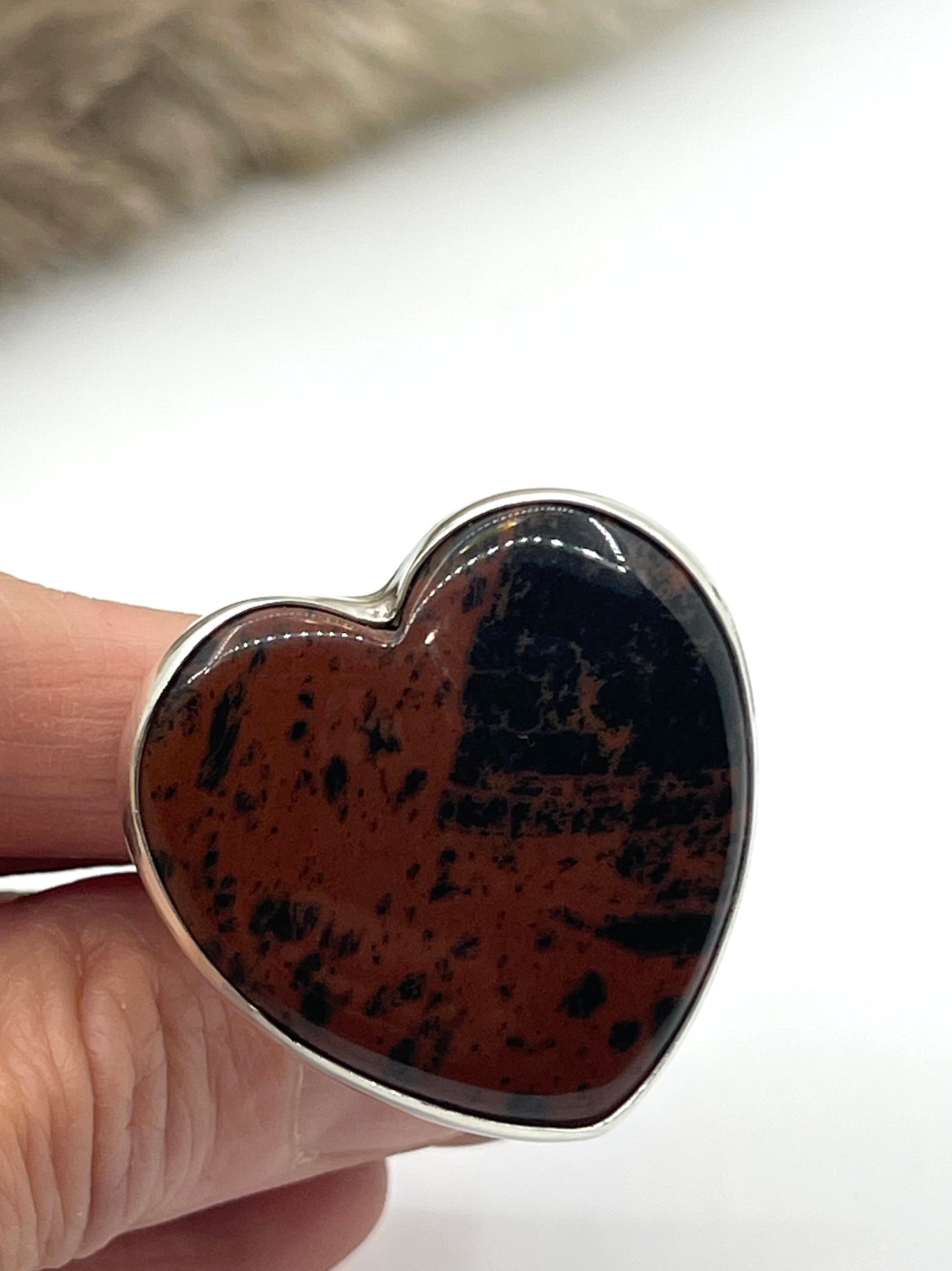 9.0 Mahogany Jasper Ring by Lawrence Willie, Navajo