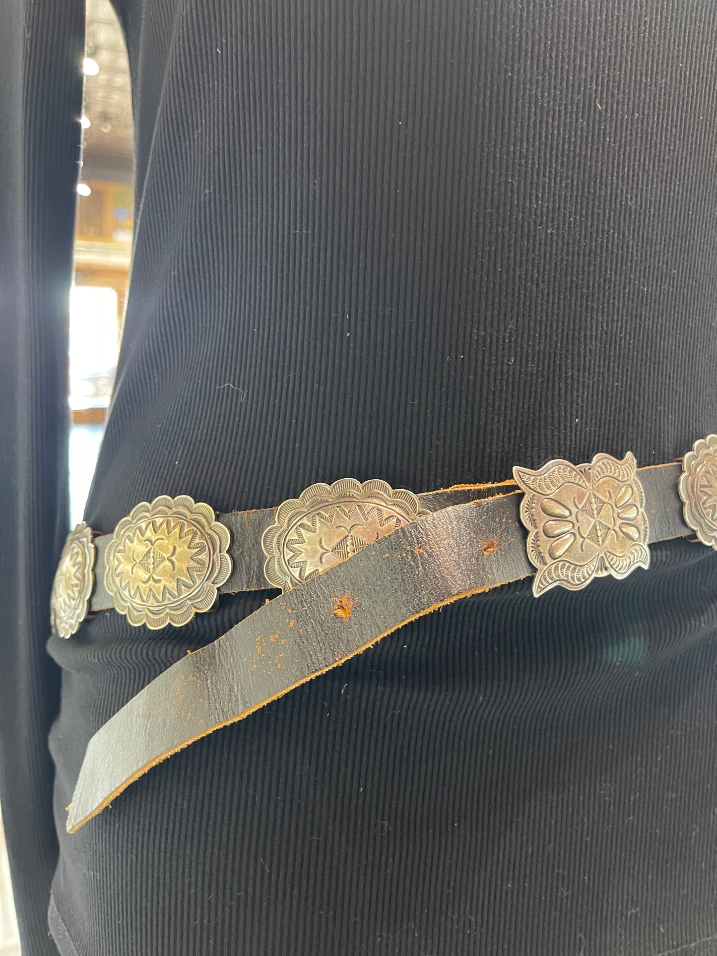 Vintage Silver Concho Belt by John Lucio, Zuni