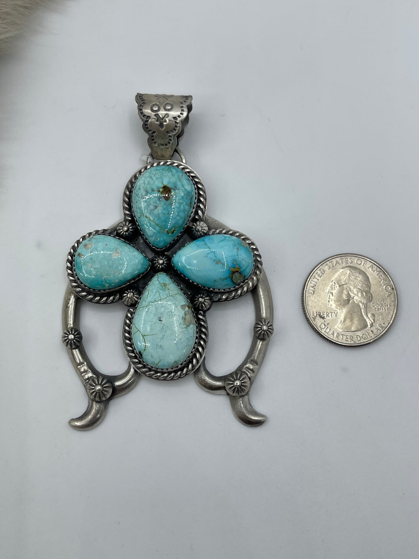 4 Stone Dry Creek Turquoise Pendant by Francis L. Begay, Navajo