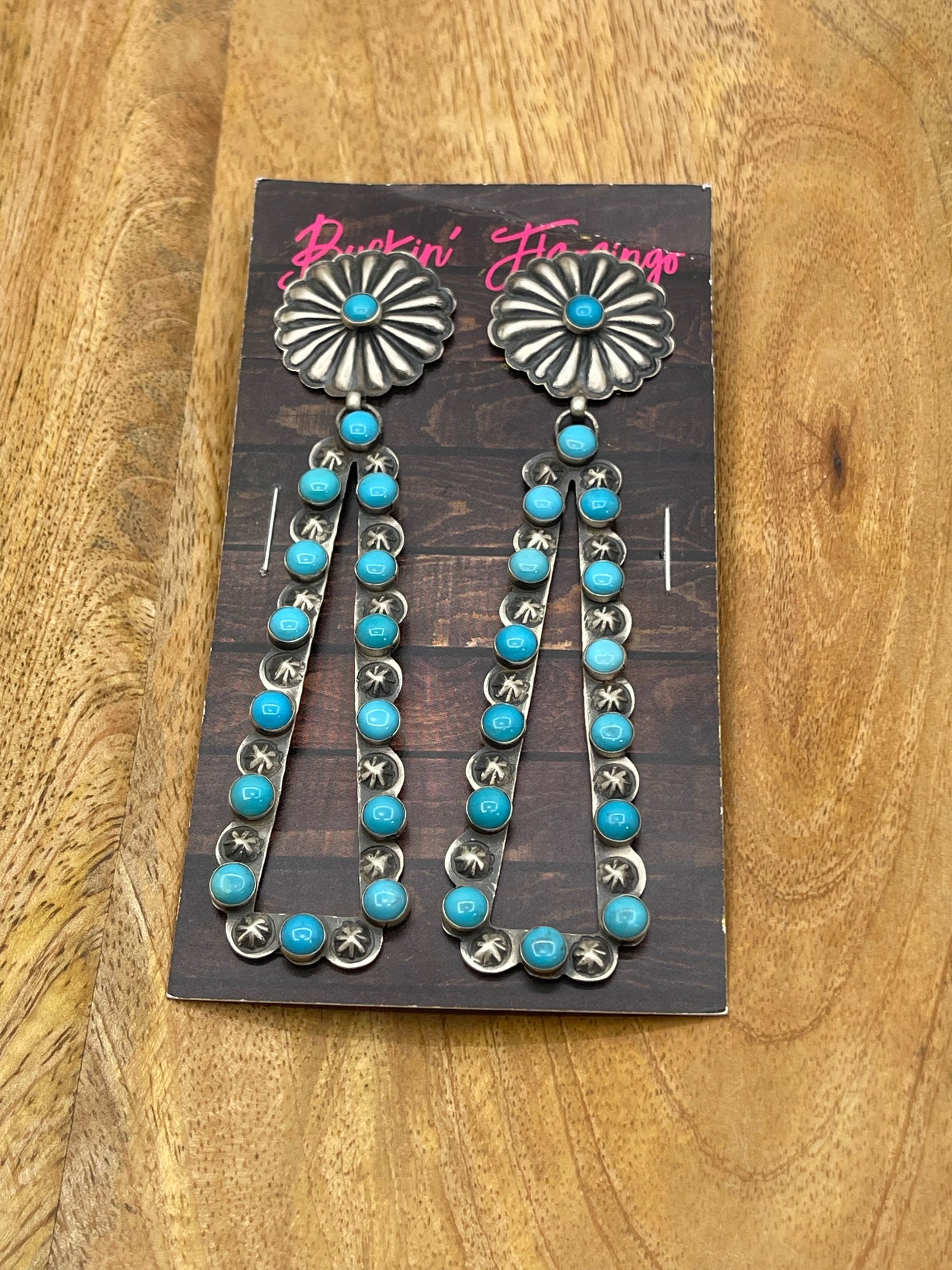 Sleeping Beauty Turquoise Stud Earrings by Eugene Charley, Navajo
