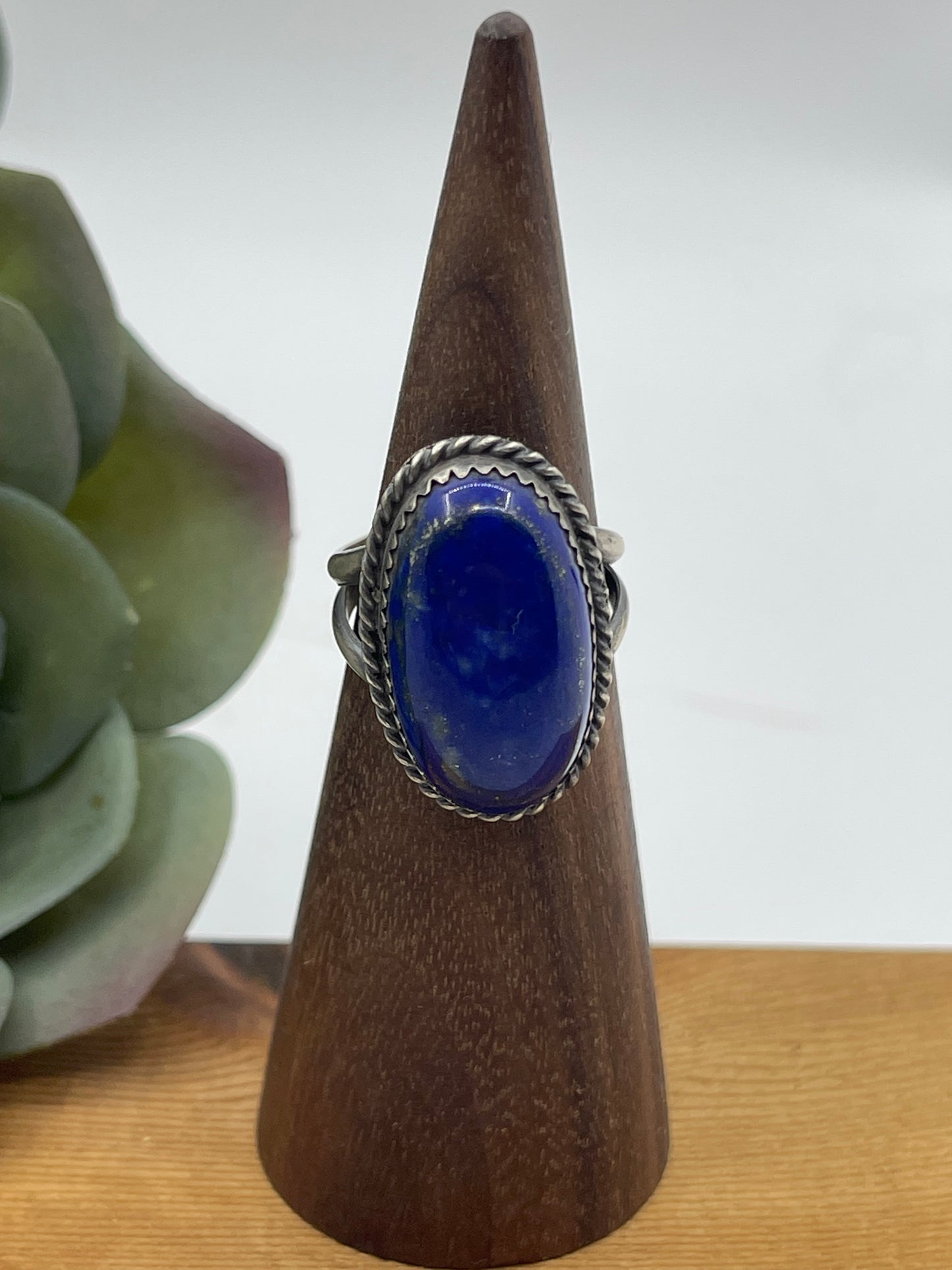 6.5 Lapis Oval Ring by C, Navajo