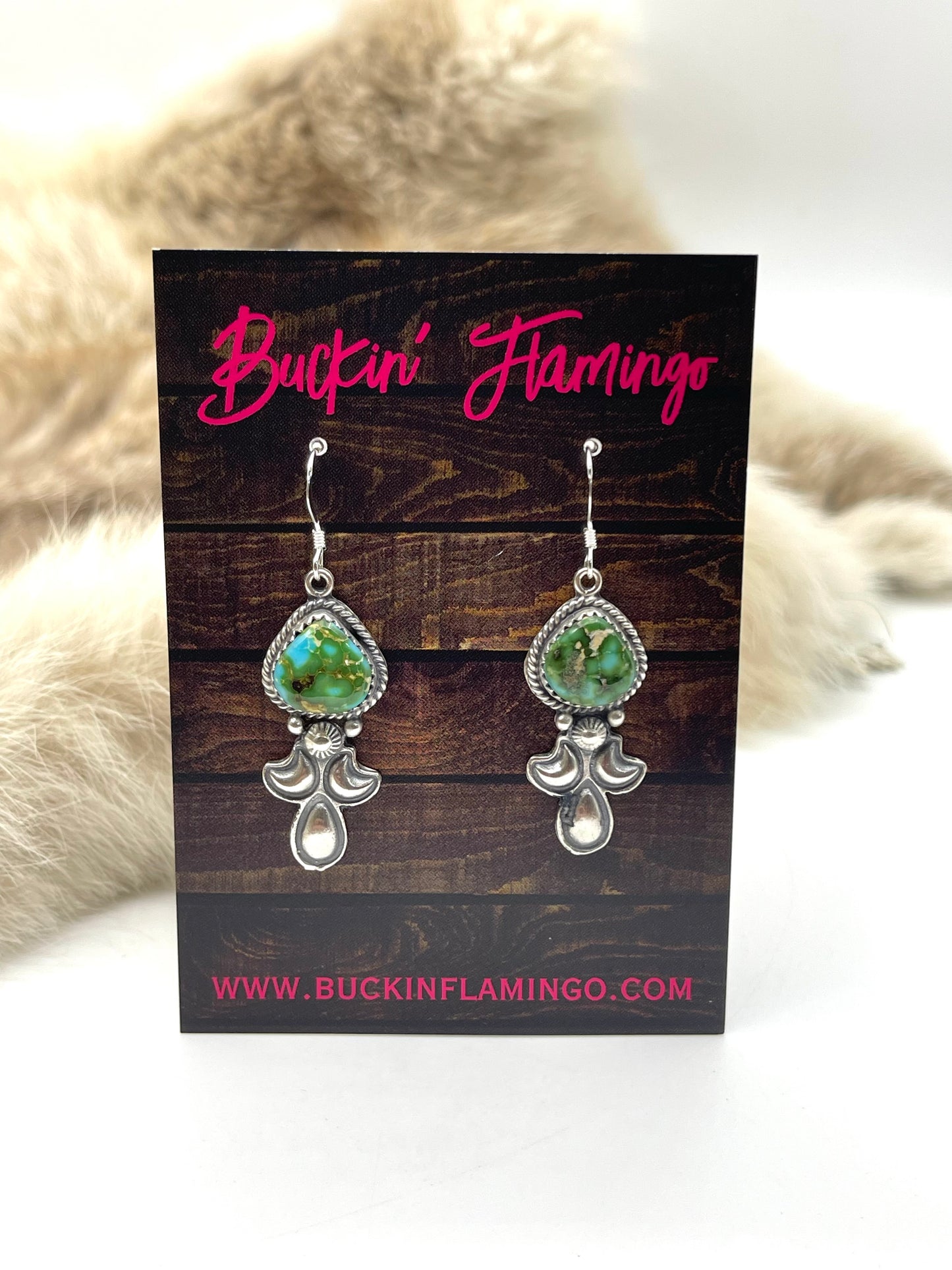 Sonoran Gold Turquoise Small Dangle Earrings by Genevieve Francisco, Navajo