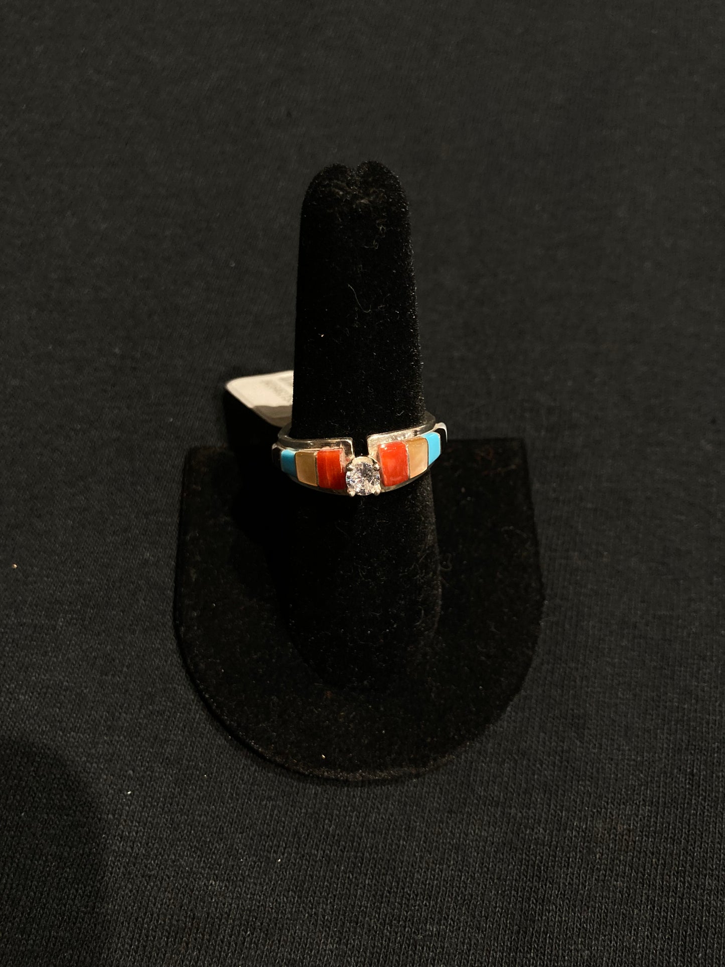 7.5 Multi Stone Inlay Ring by Marlene Sheyka, Zuni