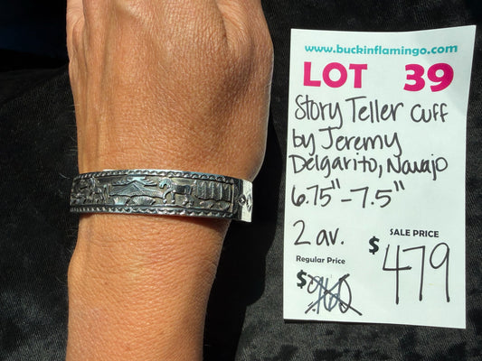 LOT 39 8/9 Story Teller Cuff by Jeremy Delgarito, Navajo 6.75"-7.5"