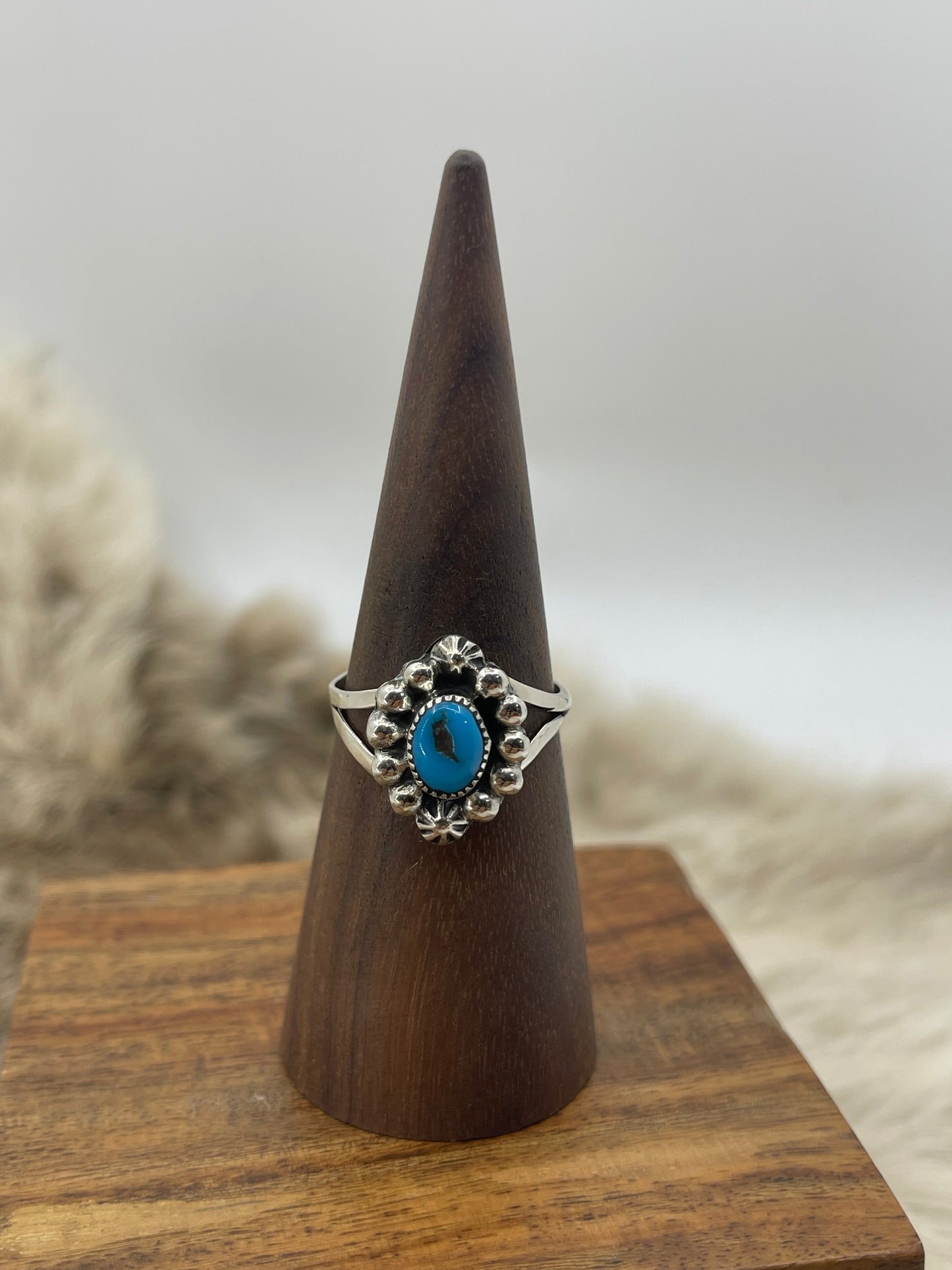 9.0 Turquoise "Star Drop" Ring by Mike Smith, Navajo