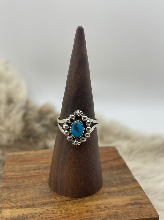 9.0 Turquoise "Star Drop" Ring by Mike Smith, Navajo