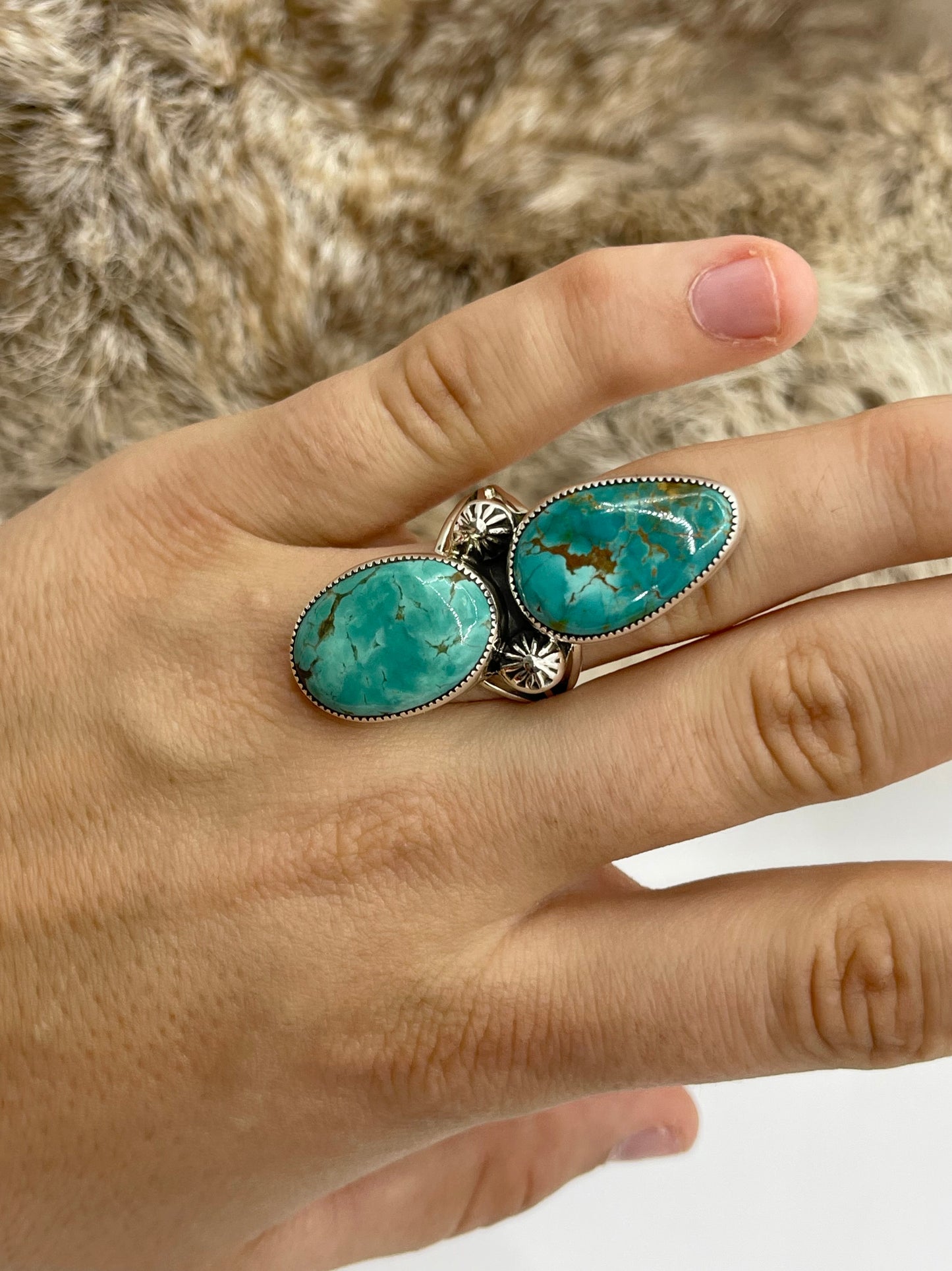 9.5 Royston Turquoise Ring by Jolias Draper, Navajo