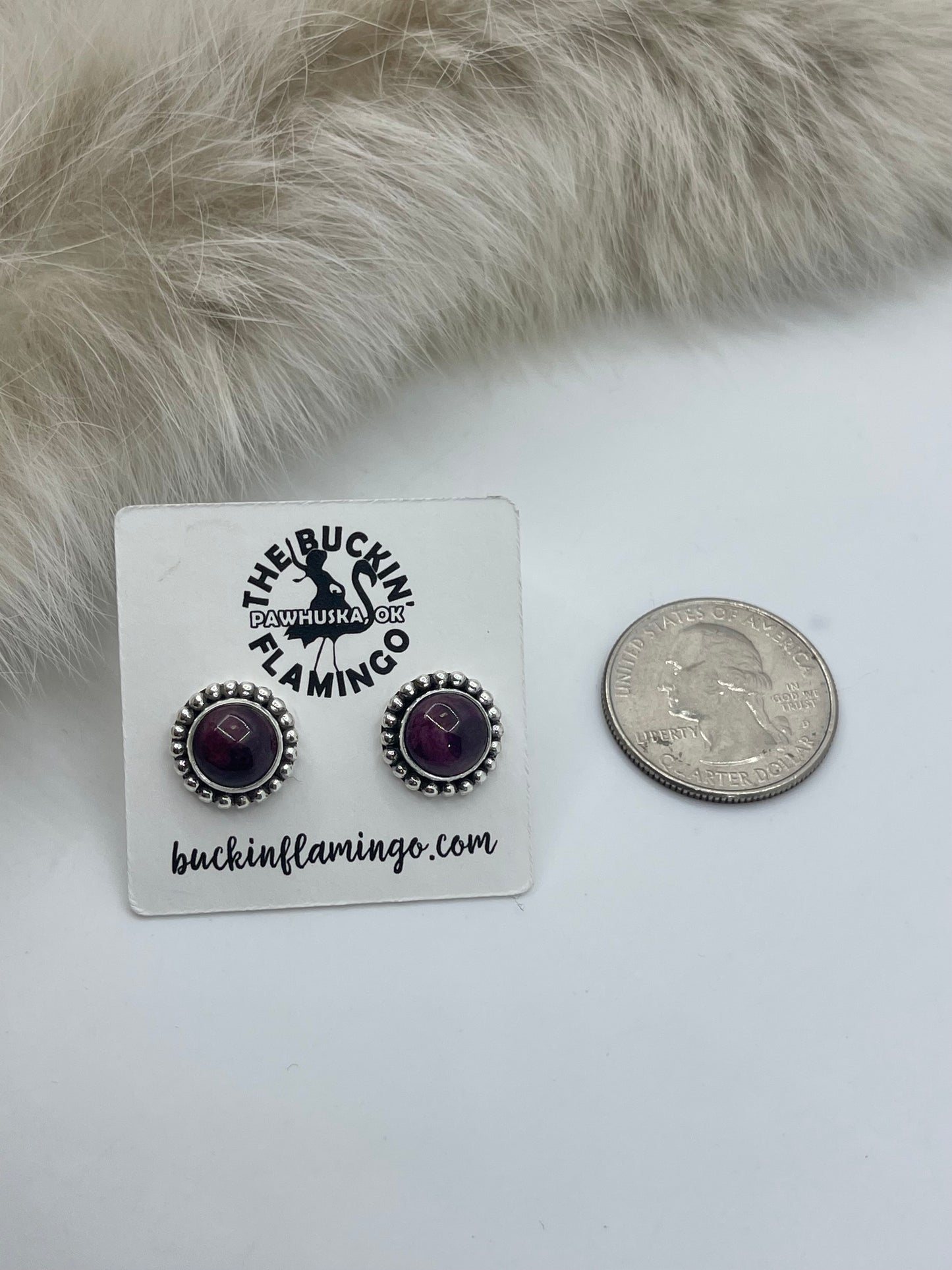 Purple Spiny Oyster Center Post Earrings