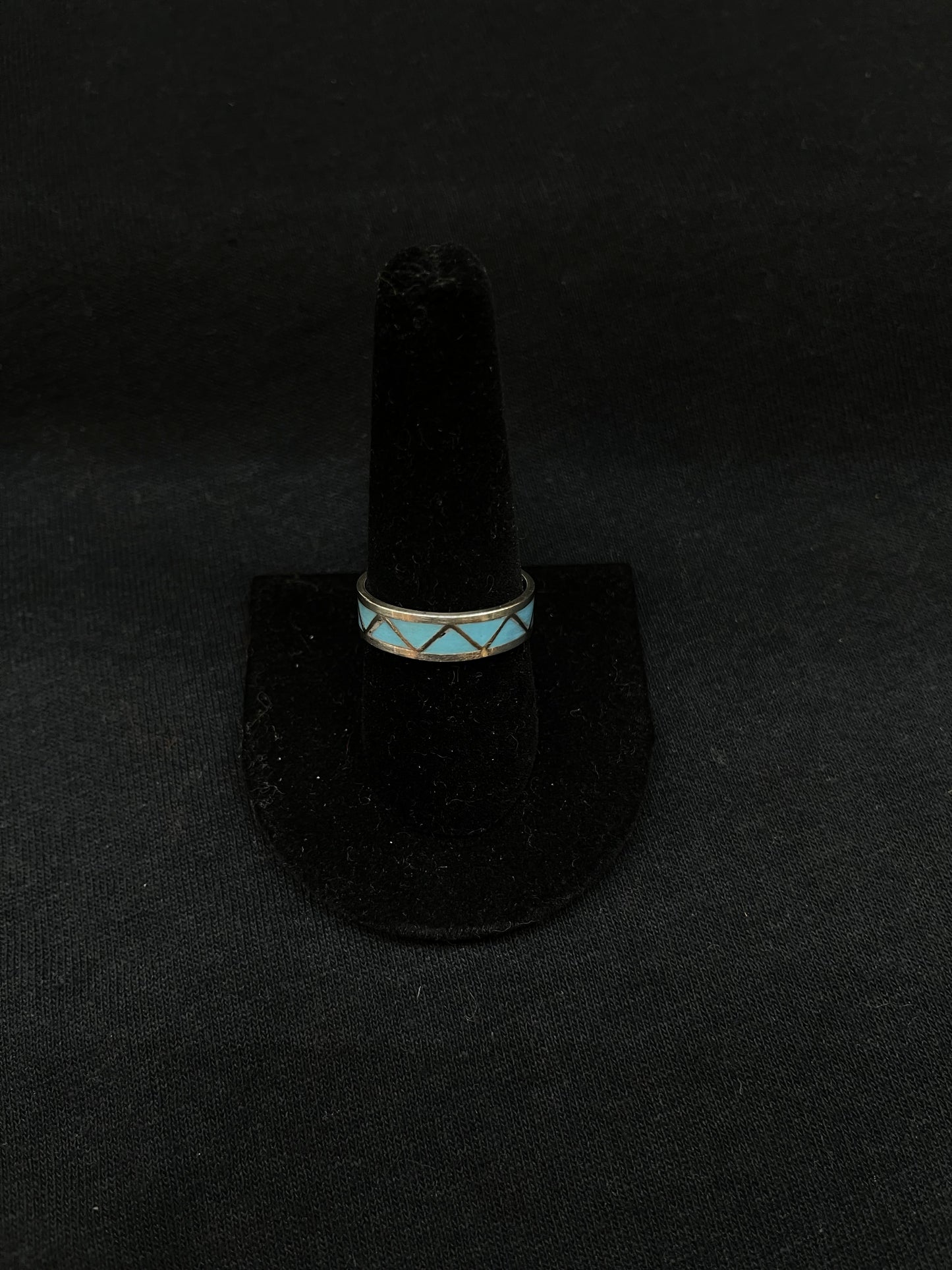 9.5 Inlay Turquoise Ring by Roger Morgan, Navajo