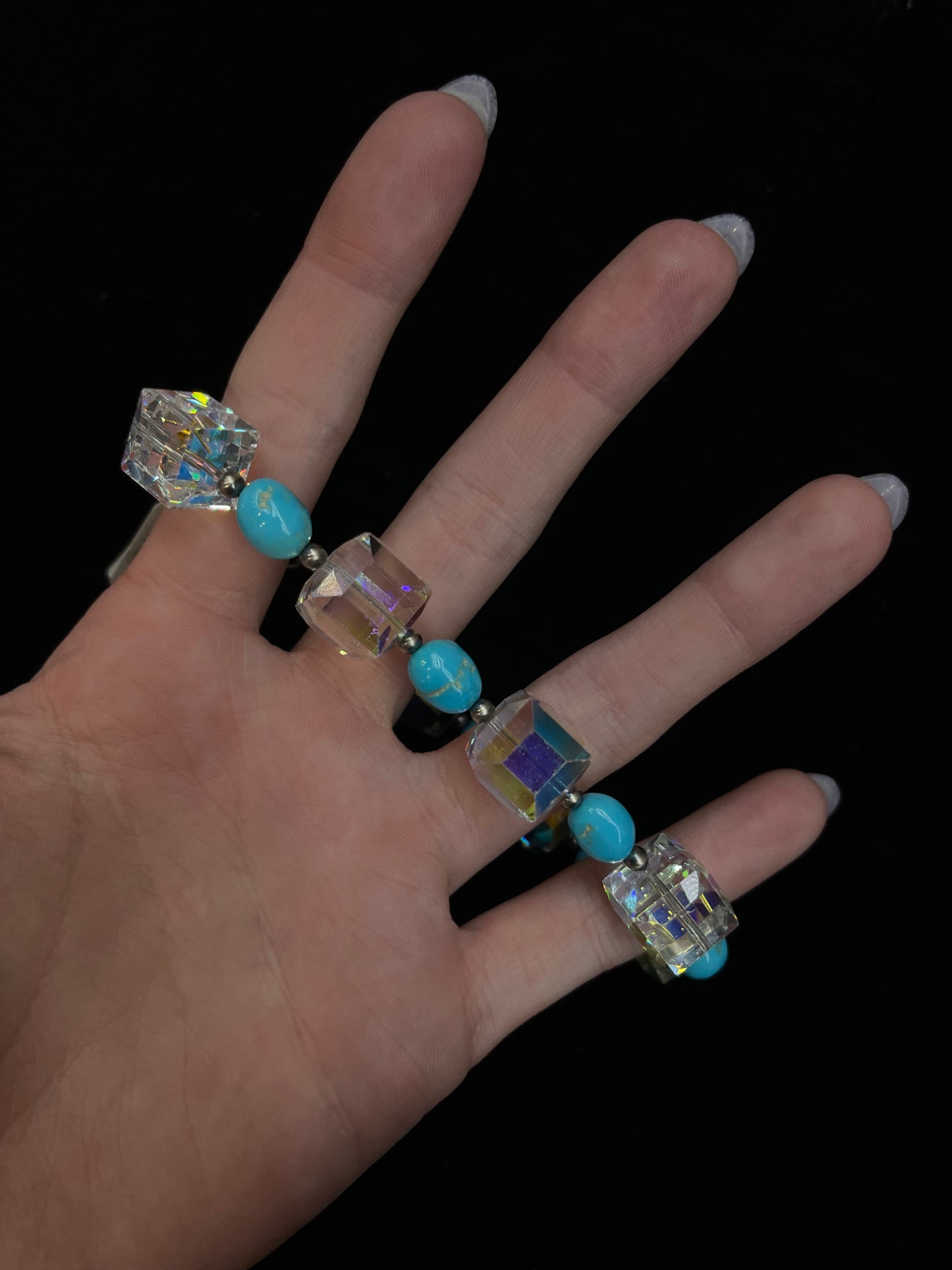 7 1/4" Swarovski Crystal and Turquoise Bracelet