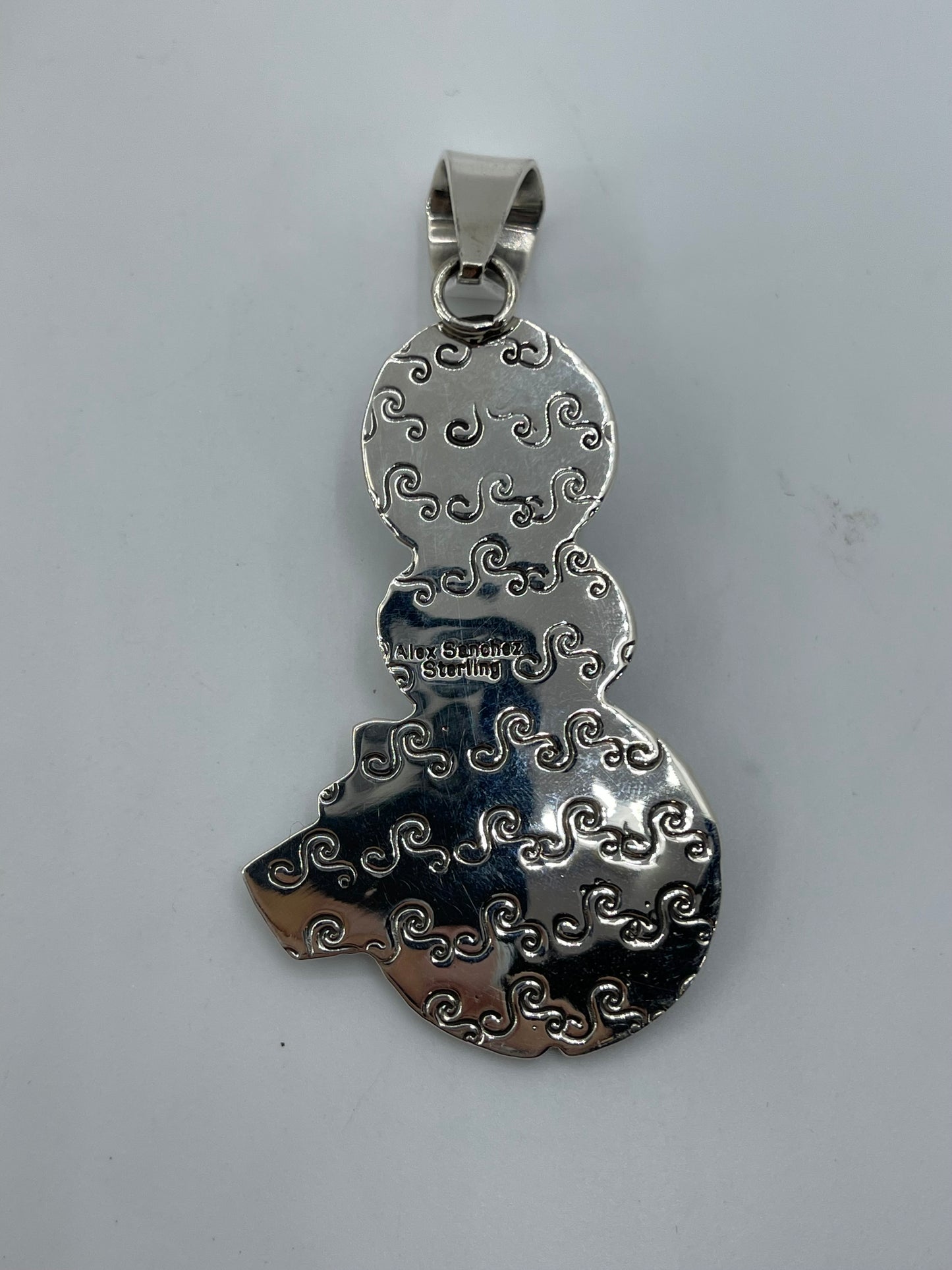Bear Pendant with High Grade Kingman Turquoise by Alex Sanchez, Navajo