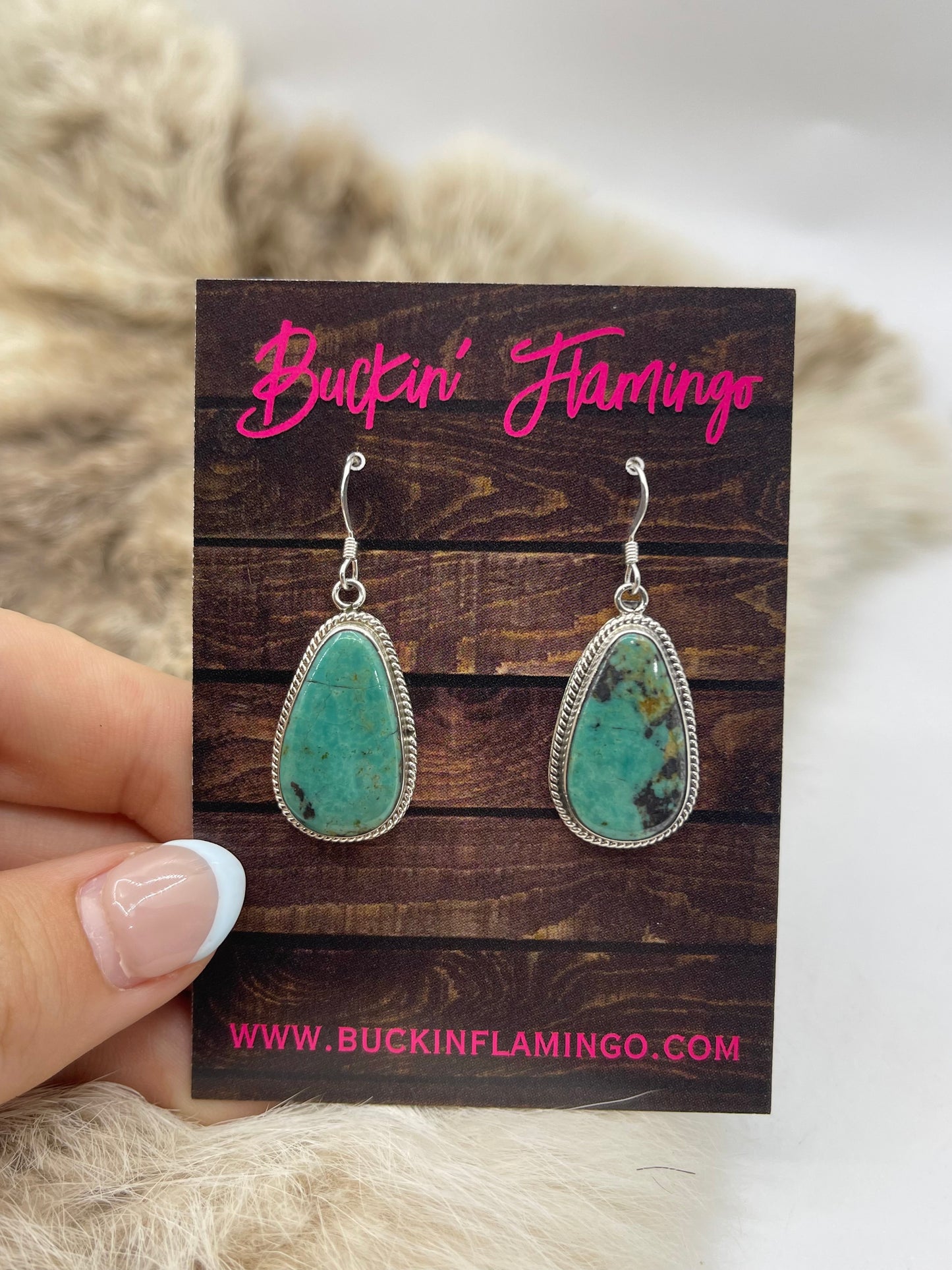 Turquoise Teardrop Dangle Earrings by Sharon McCarthy, Navajo
