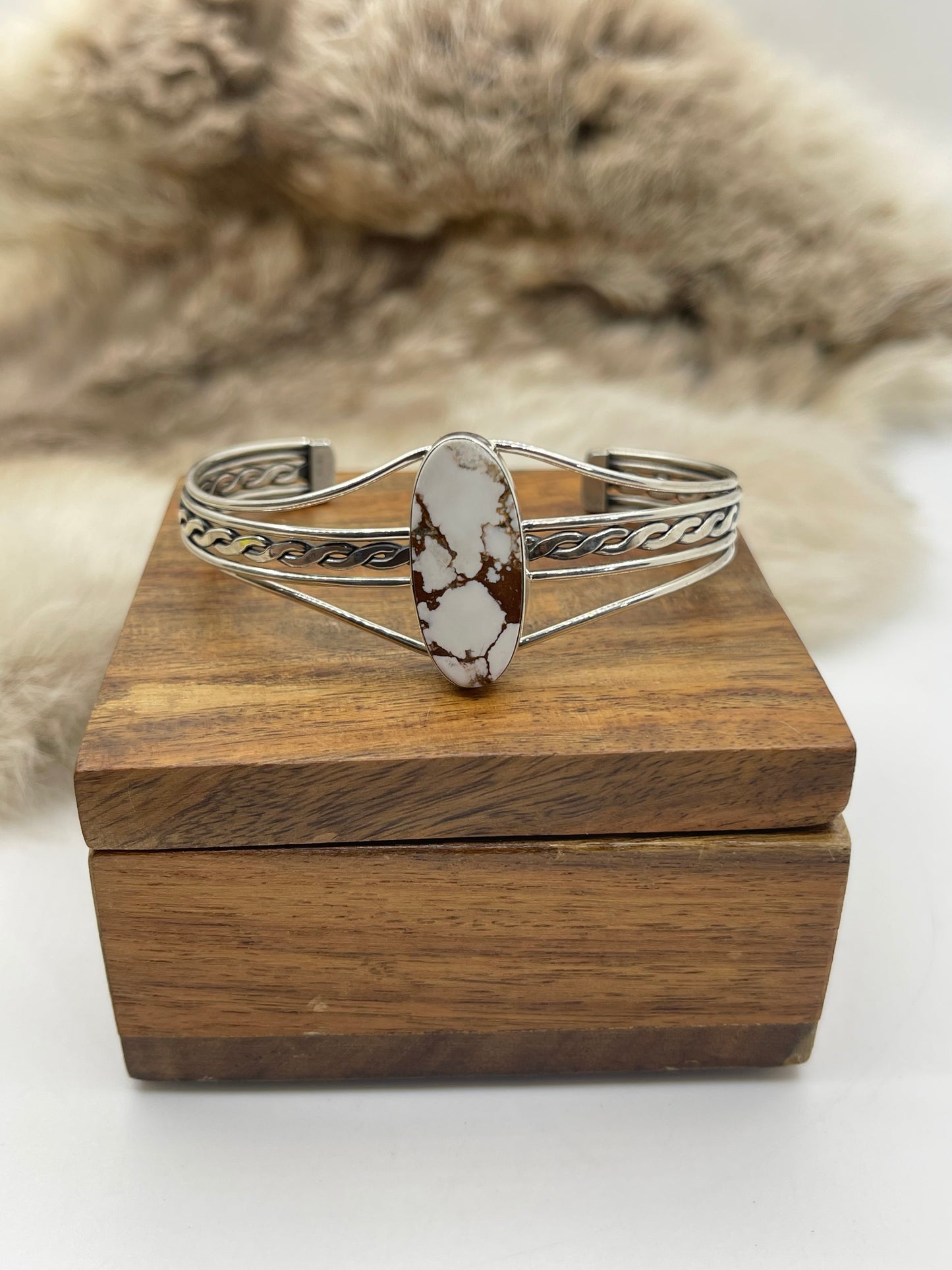 5.5”-7” Wild Horse Cuff by Joelias Draper, Navajo