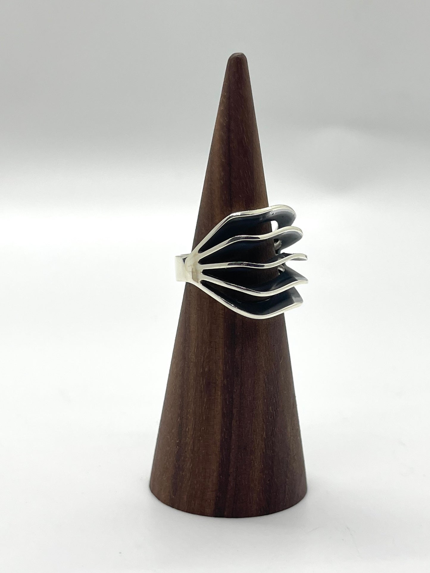 7.0 4 Row Sterling Silver Ring by James Bahe, Navajo