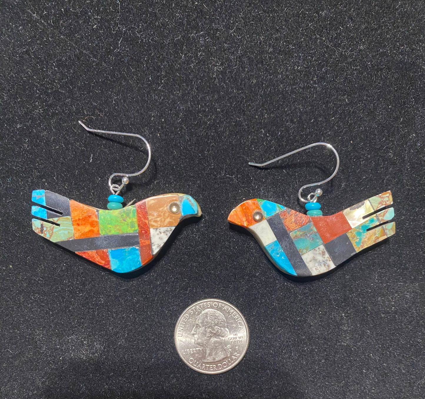 Lapidary Bird Dangle Earrings by Jolene Bird