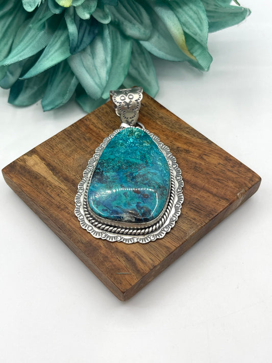 Chrysocolla Pendant with 10.5mm Bale by Jeff Largo, Navajo